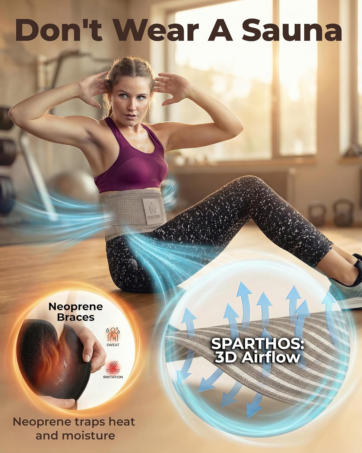 Sparthos Back Brace for Women & Men, Sciatica, Lower Back Pain - Black-L | Herniated Disc & Scoliosis Pain Relief, Adjustable Back Support Belt, Lumbar Pad, Breathable Mesh for Work & Heavy Lifting
