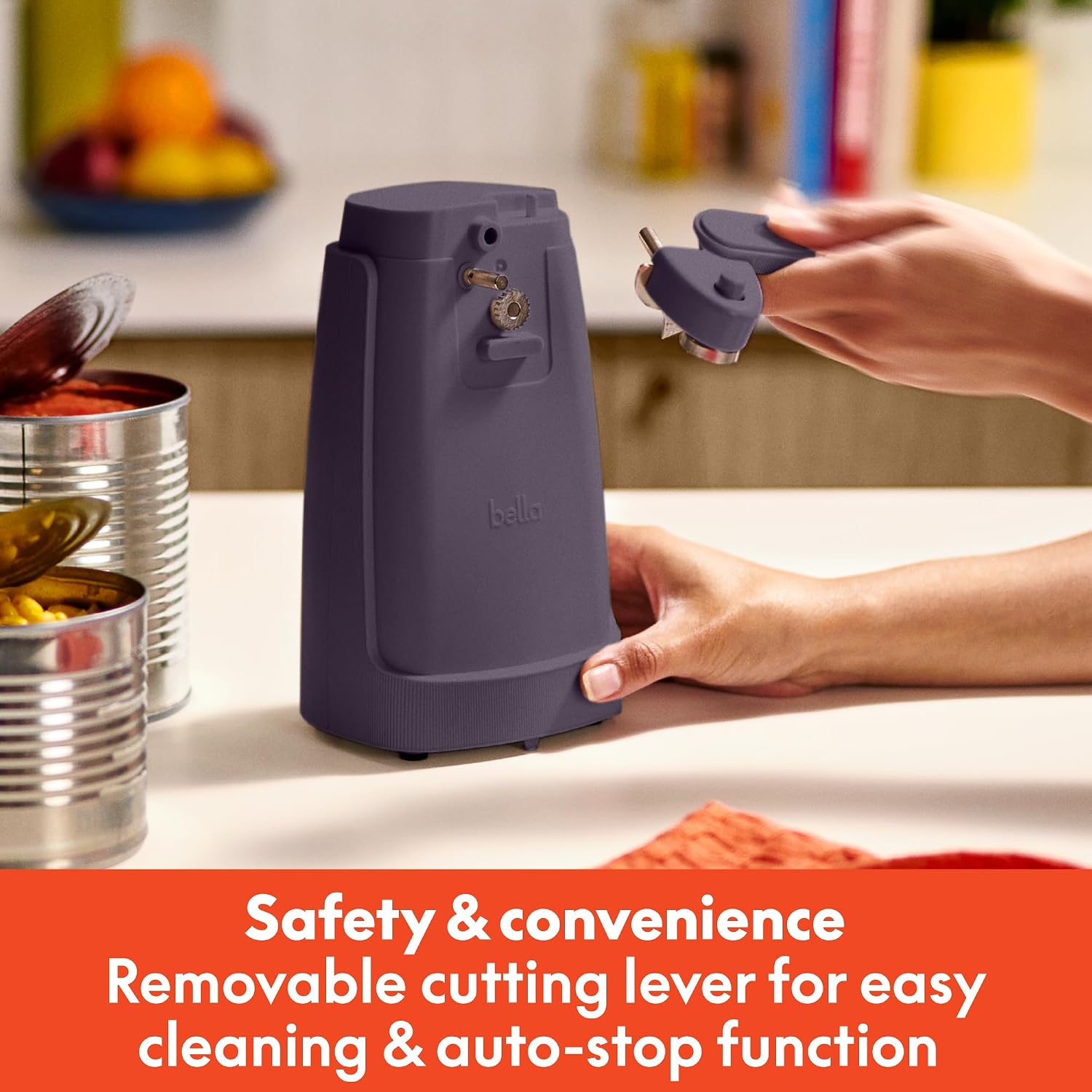 bella Electric Can Opener and Knife Sharpener, Black