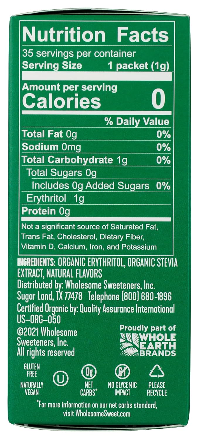 Wholesome Sweeteners Organic Stevia, 1000 Count Packets, Zero Calorie Sweetener Blend, Keto Friendly, Non GMO, Gluten Free & Vegan