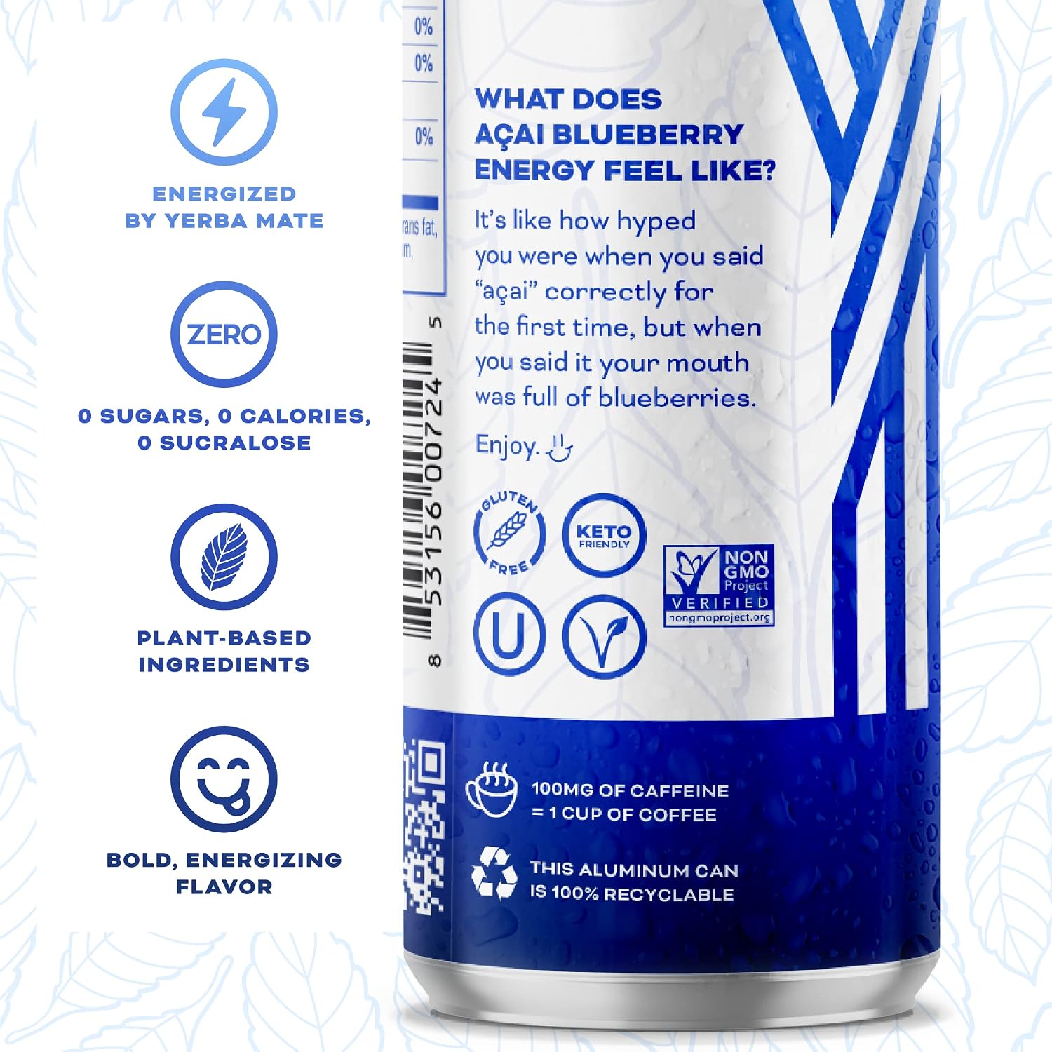 Yerbaé Energy Seltzer - Variety Performance Pack. No Sugar/Calories/Carbs. Energized by Yerba Mate Naturally Caffeinated Plant-Based, Healthy Alternative to Coffee/Sugary Sodas, Pack of 12, 12oz cans