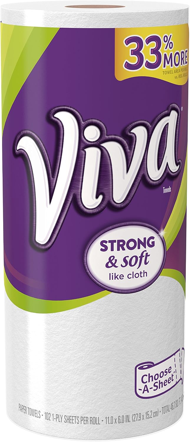 VIVA Choose-A-Sheet Paper Towels White Regular Roll 6 Count, Cloth-Like Texture, Strong & Soft Paper Towels for Ultimate Clean, 6 Count (Pack of 1)