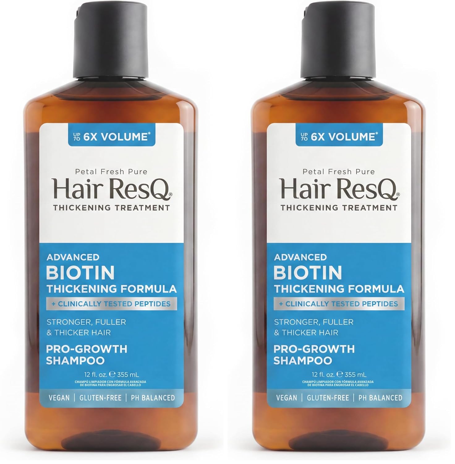Petal Fresh Hair ResQ Biotin Shampoo for Thinning Hair, Clinically Tested Thickening, Pro-Growth Shampoo for Women & Men, Up to 6X Volume, Rosemary Mint, Caffeine & Peptides, Sulfate Free, 12 fl oz