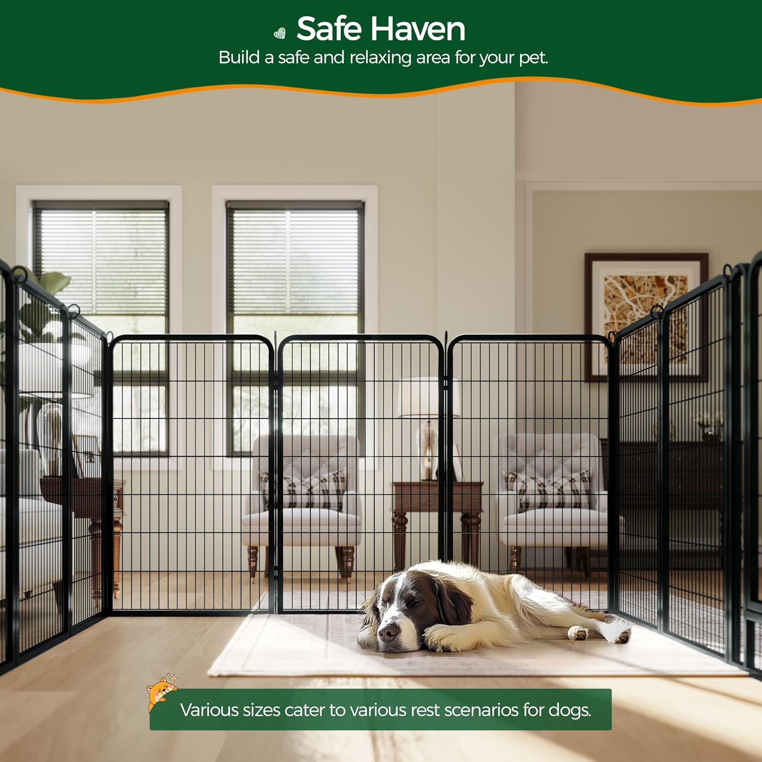 Yaheetech Dog Playpen 24in 16 Panels Pet Fence for Indoor Yard RV Camping | Easy Setup, Heavy Duty Rustproof Frame with Secure Latch Door, DIY Layouts,Foldable Storage, for Puppies & Small Dogs