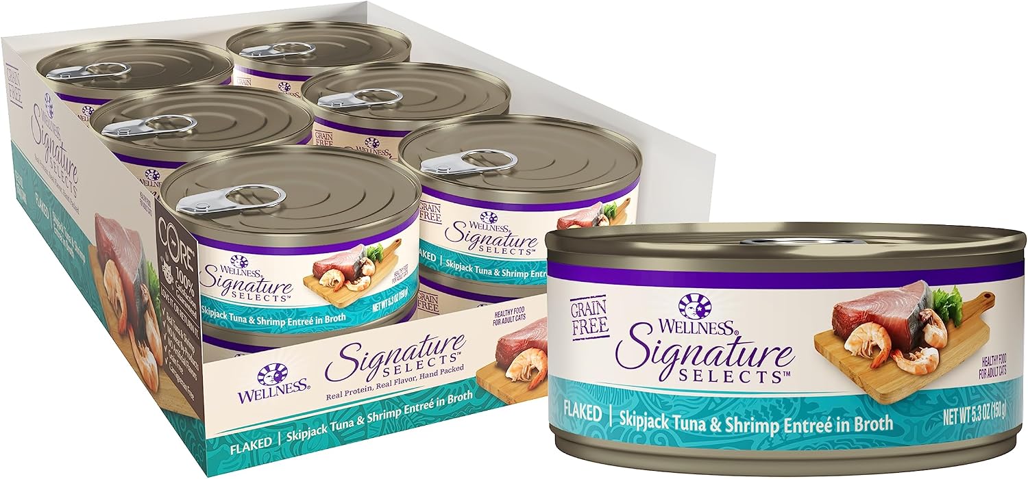 Wellness CORE Signature Selects Shredded Adult Canned Wet Cat Food, Natural, Protein Rich, Grain Free, Chicken Entrée Recipe, 2.8 oz, Pack of 12 Cans