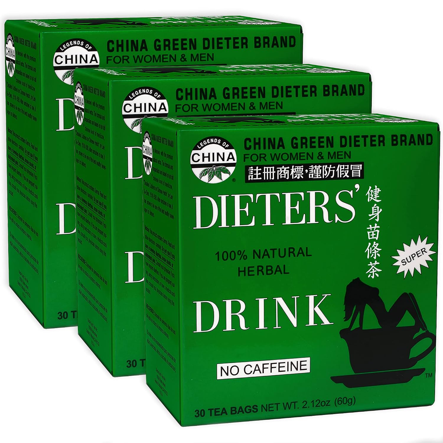 Uncle Lee’s Senna Tea 3-Pack – Green Dieter’s Drink, Caffeine-Free 100% Natural Herbal Detox & Digestive Support, 30 Ct Each