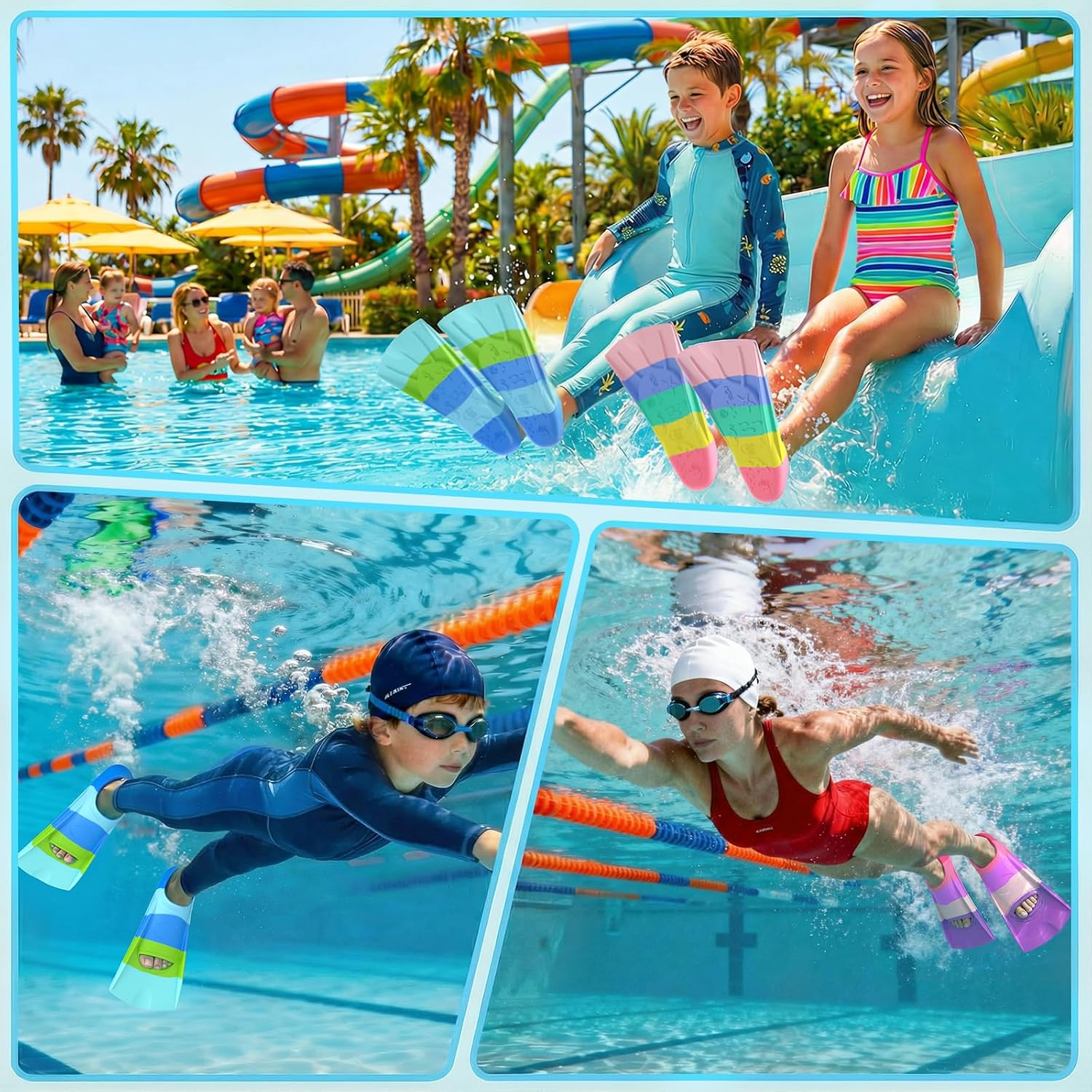 Gintenco Swim Fins, Adults & Kids Swim Training Fins for Lap Swimming