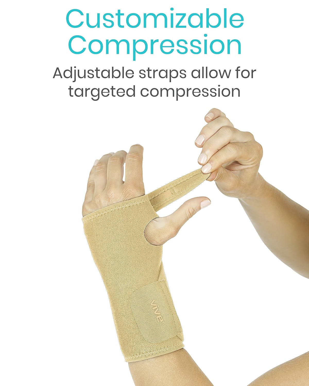 Vive Wrist Brace - Carpal Tunnel Hand Compression Support Wrap for Men | Women, Tendinitis, Bowling, Sports Injuries Pain Relief - Removable Splint - Universal Ergonomic Fit (Black, Right)