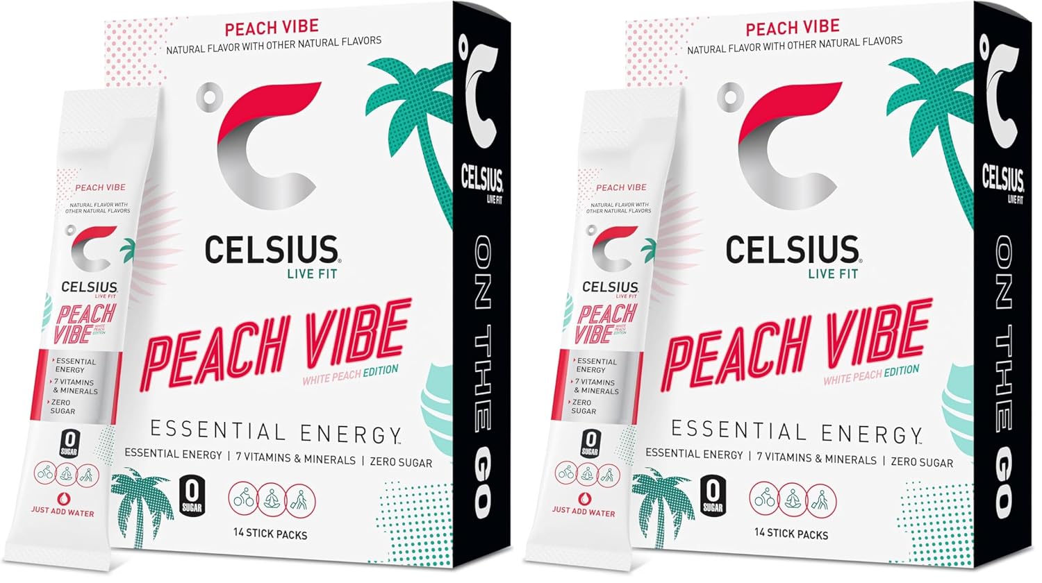 CELSIUS On-The-Go Powder Stick Packs, Zero Sugar (14 Sticks per Pack)
