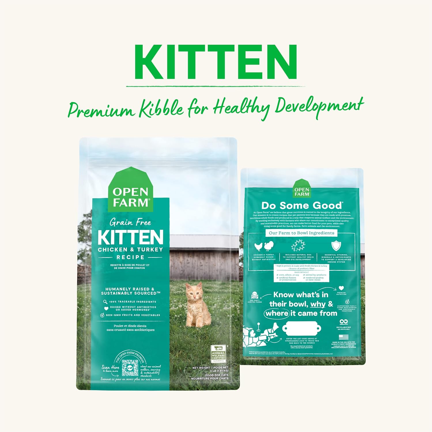Open Farm, Grain Free Dry Cat Food, High-Protein Kibble for a Complete & Balanced Diet, Non-GMO Fruits & Vegetables, Prebiotic Fibers to Support Digestion, Catch-of-The Season Whitefish, 4lb Bag | All Life Stages, High Protein, Prebiotic Fibers, 100% Tra…