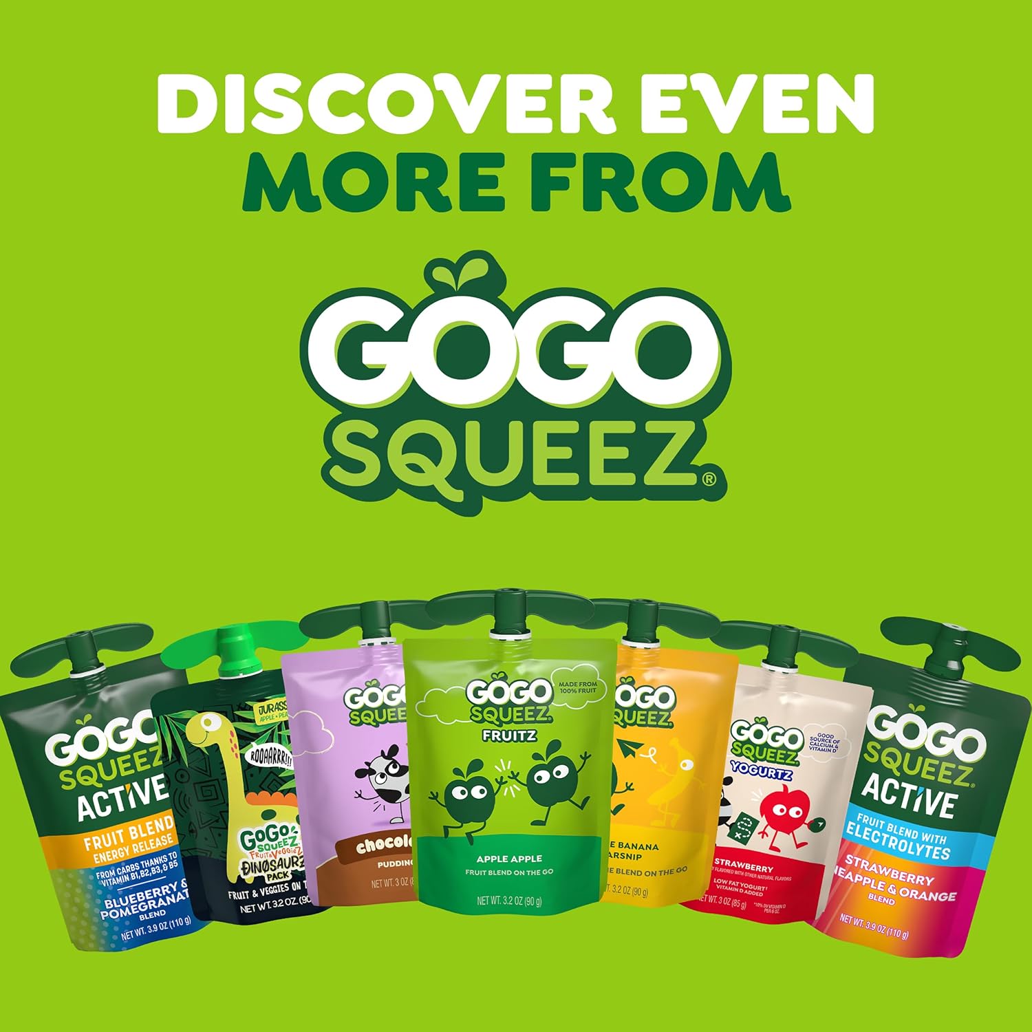 GoGo squeeZ No Sugar Added Organic Applesauce, Apple Apple, 48 Count | Kids on the go fruit snack made with applesauce & fruit puree; 3.2 oz pouches, gluten and nut free, recloseable cap, BPA-free