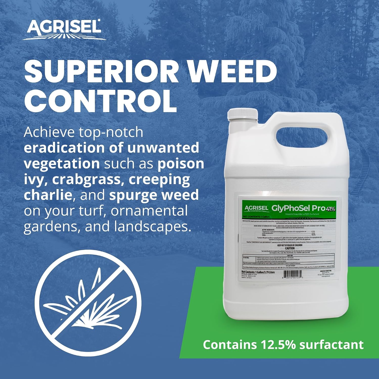 Agrisel GlyPhoSel Pro Weed Killer, Easy Mixing, Pet Safe, 128 Ounces | Tackles Hard-to-Kill Weeds, Low-Odor