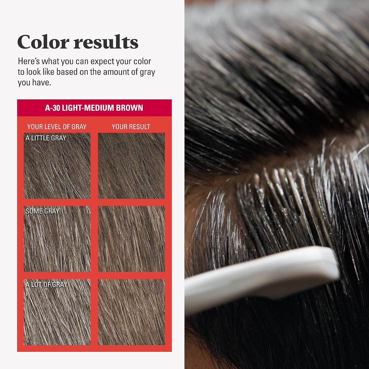 JUST FOR MEN Easy Comb-In Color, No-Mix, Light-Medium Brown A-30 (1 Pack) | Easy Comb-In Color light-medium brown no-mix formula instantly combs away gray. Targeted gray coverage. Easy application.