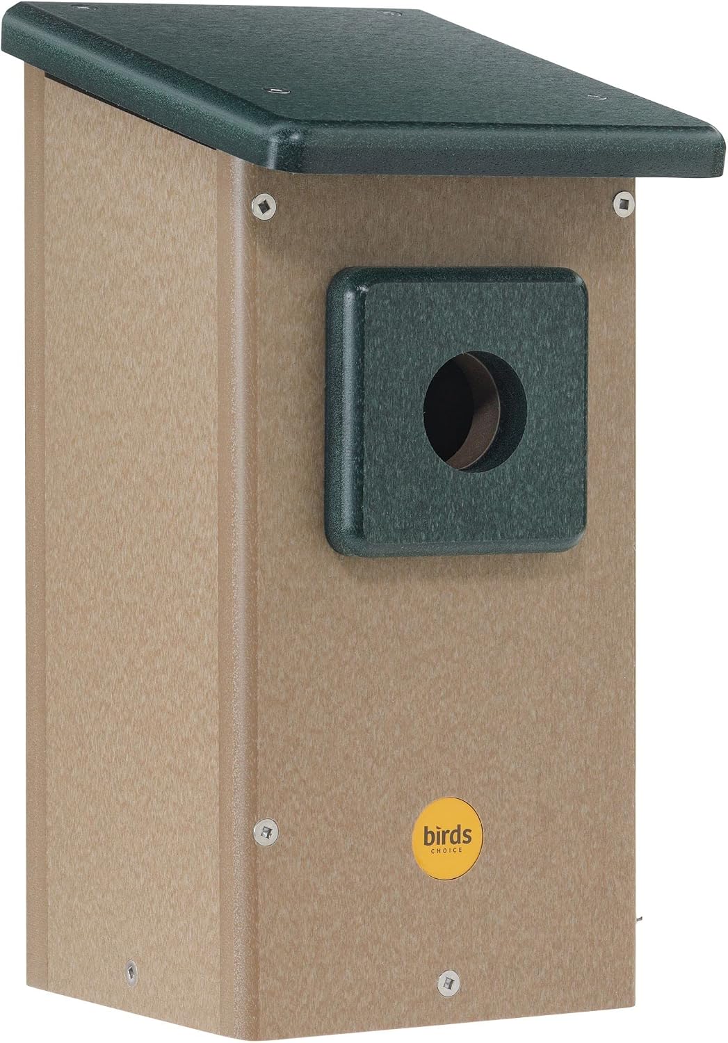 Birds Choice Ultimate Bluebird House, 1.5" Hole | Taupe & Blue | Durable Recycled Plastic Nesting Box, Weather-Resistant for Backyard Bluebirds, 11in x 8.5in x 12.625in