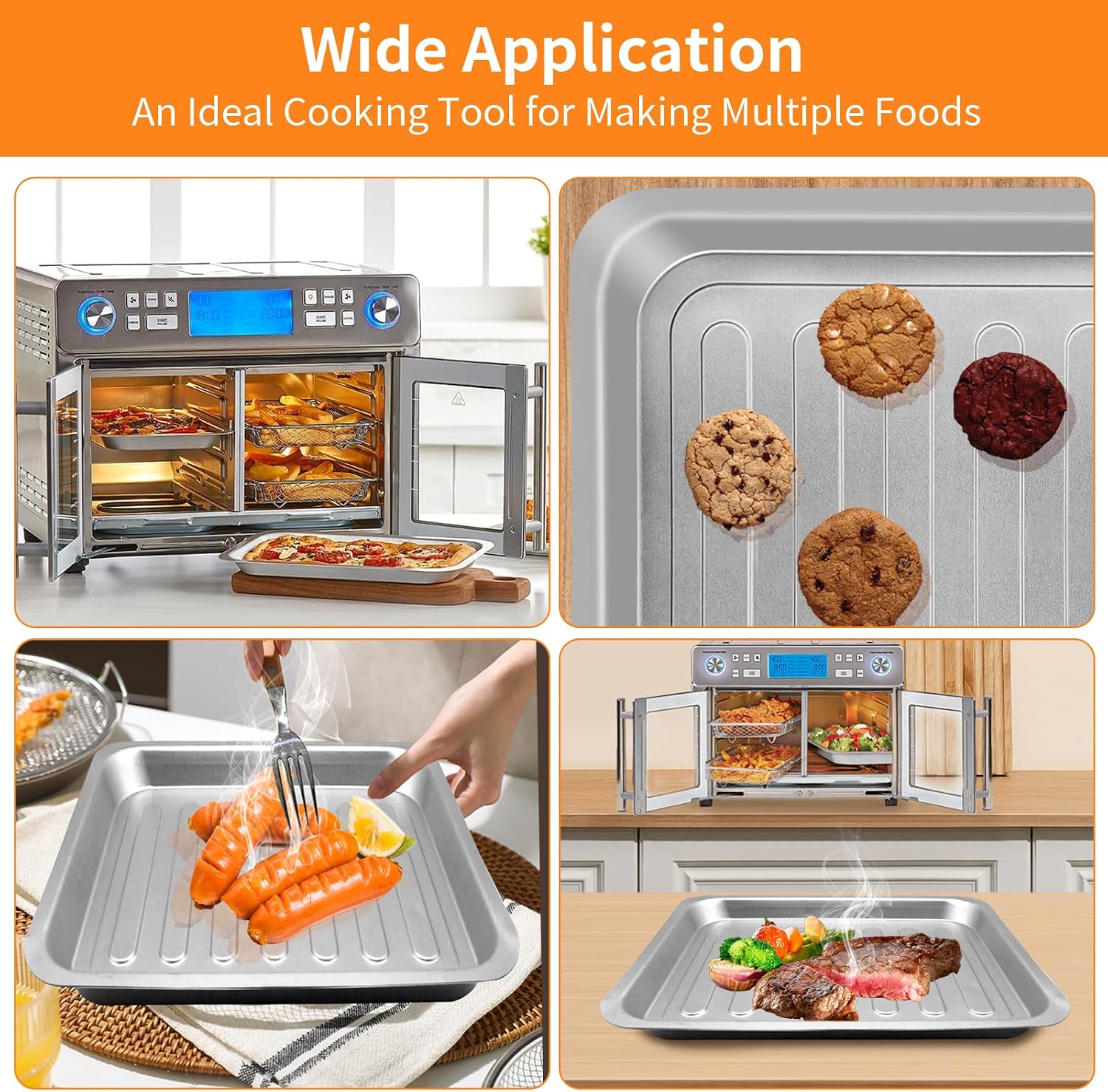 GCQ Air Fryer Tray for Emeril Lagasse Everyday 360 Air Fryer, 12''×10'' Stainless Steel Air Fryer Accessories Tray Bake Pan Replacement Parts, Not fit for Emeril Lagasse 26 QT 25 QT French Door