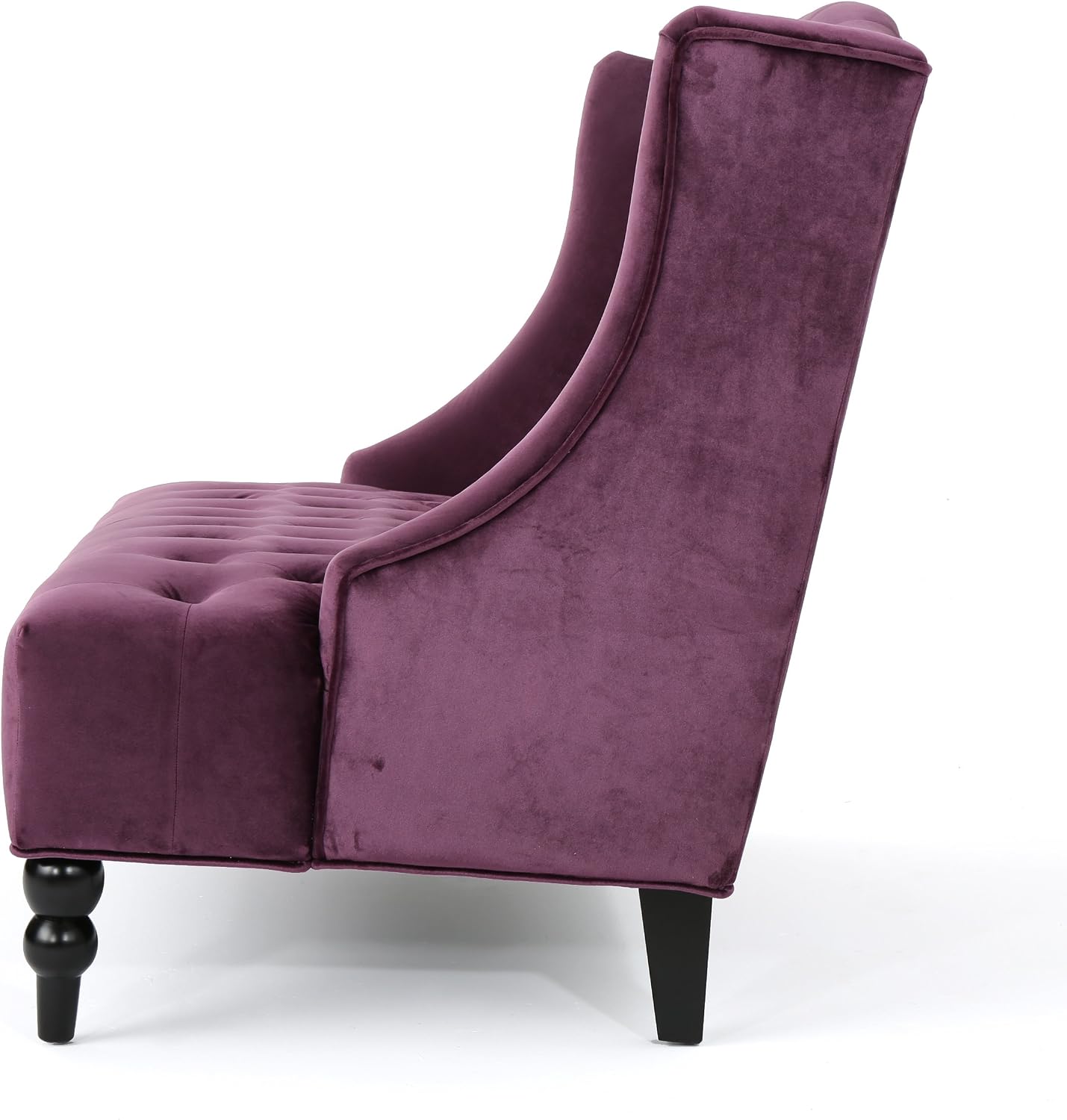 Christopher Knight Home GDFStudio Leona Modern Glam Tufted Velvet Wingback Loveseat, Raisin and Dark Brown
