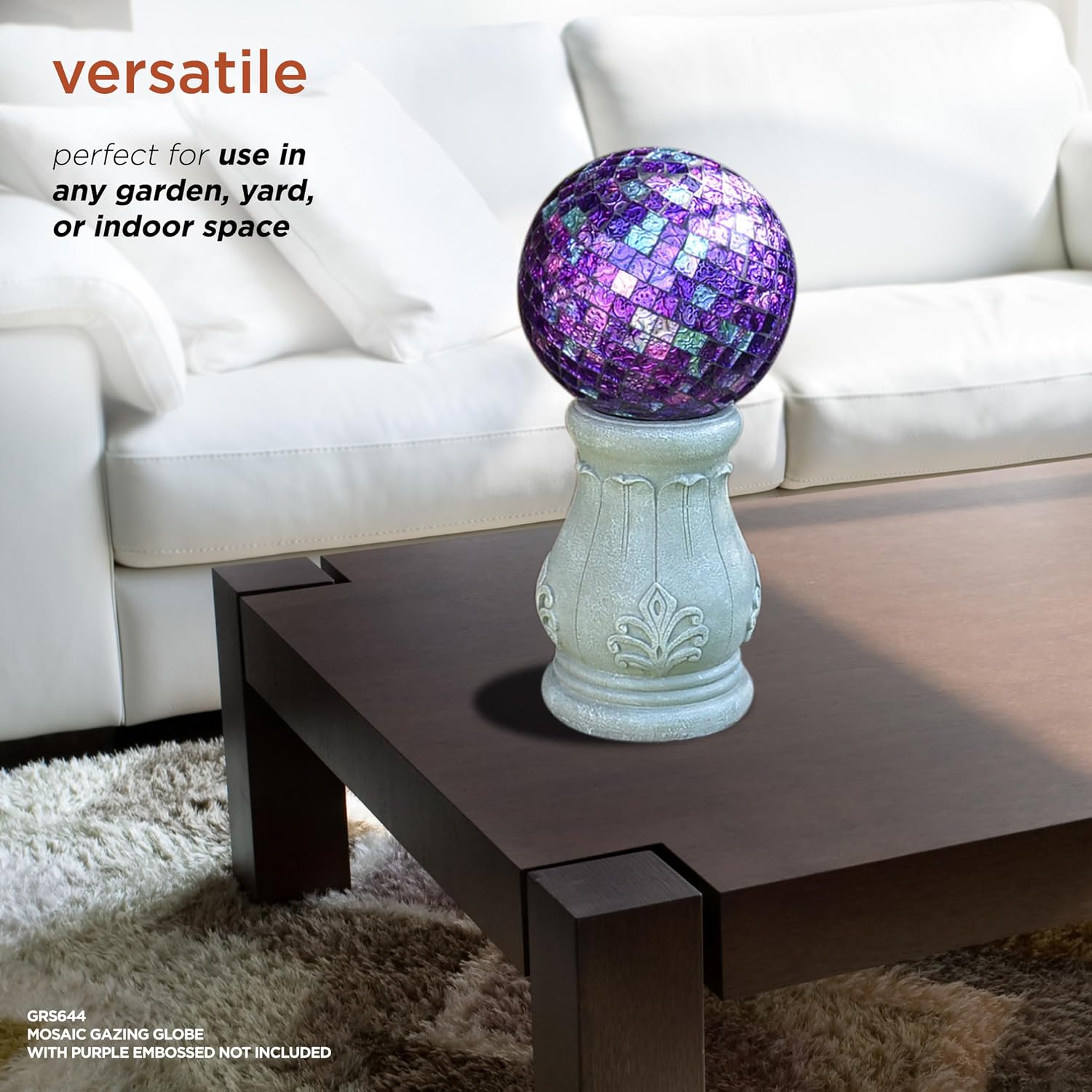 Alpine Corporation 12" Tall Indoor/Outdoor Roman Column Gazing Globe Display Stand