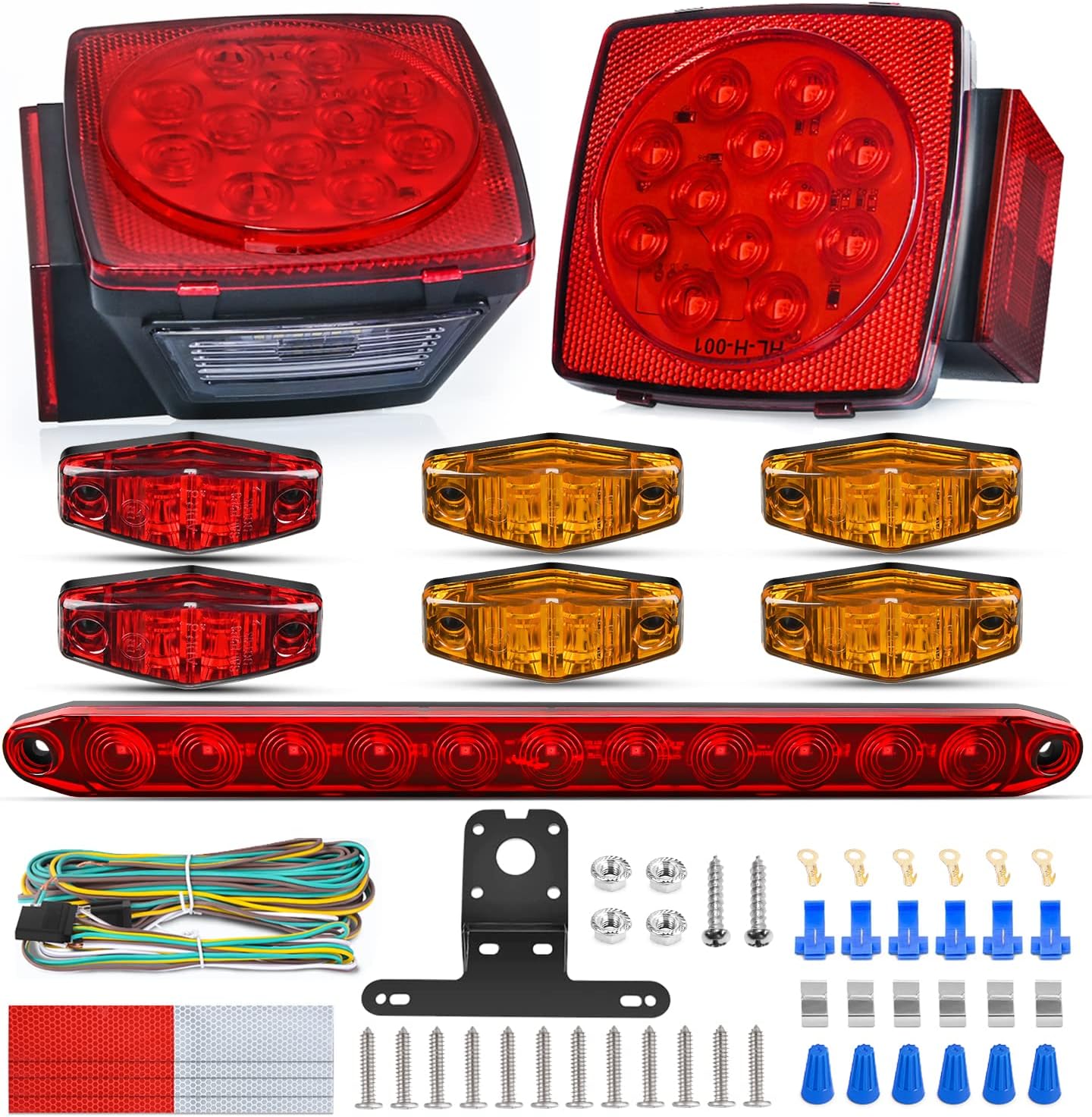 Nilight Square Submersible LED Trailer Light Kit,IP68 Waterproof 2PCS