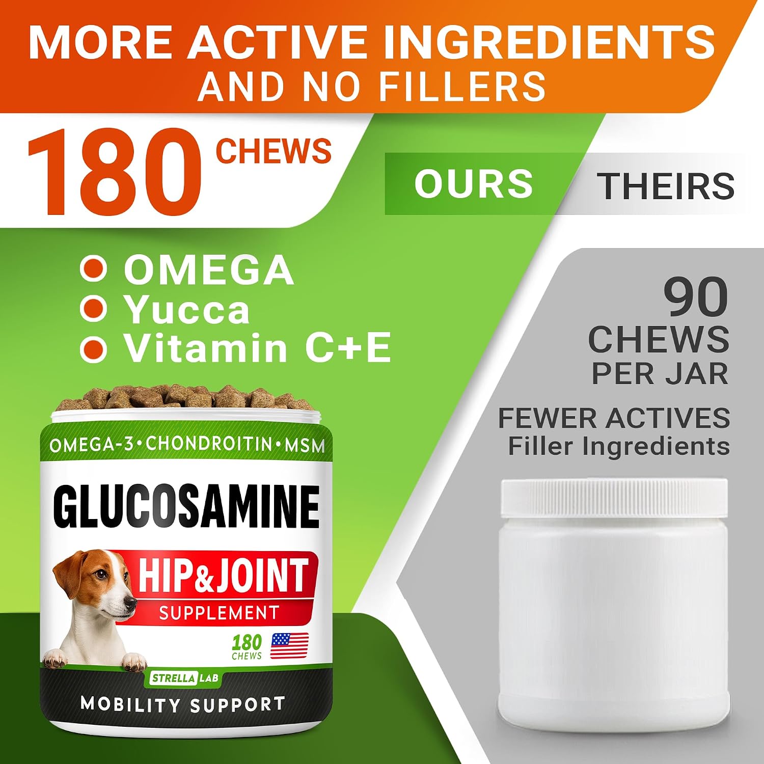 Advanced Glucosamine for Dogs, Chondroitin & MSM Hip Joint Supplement Chews
