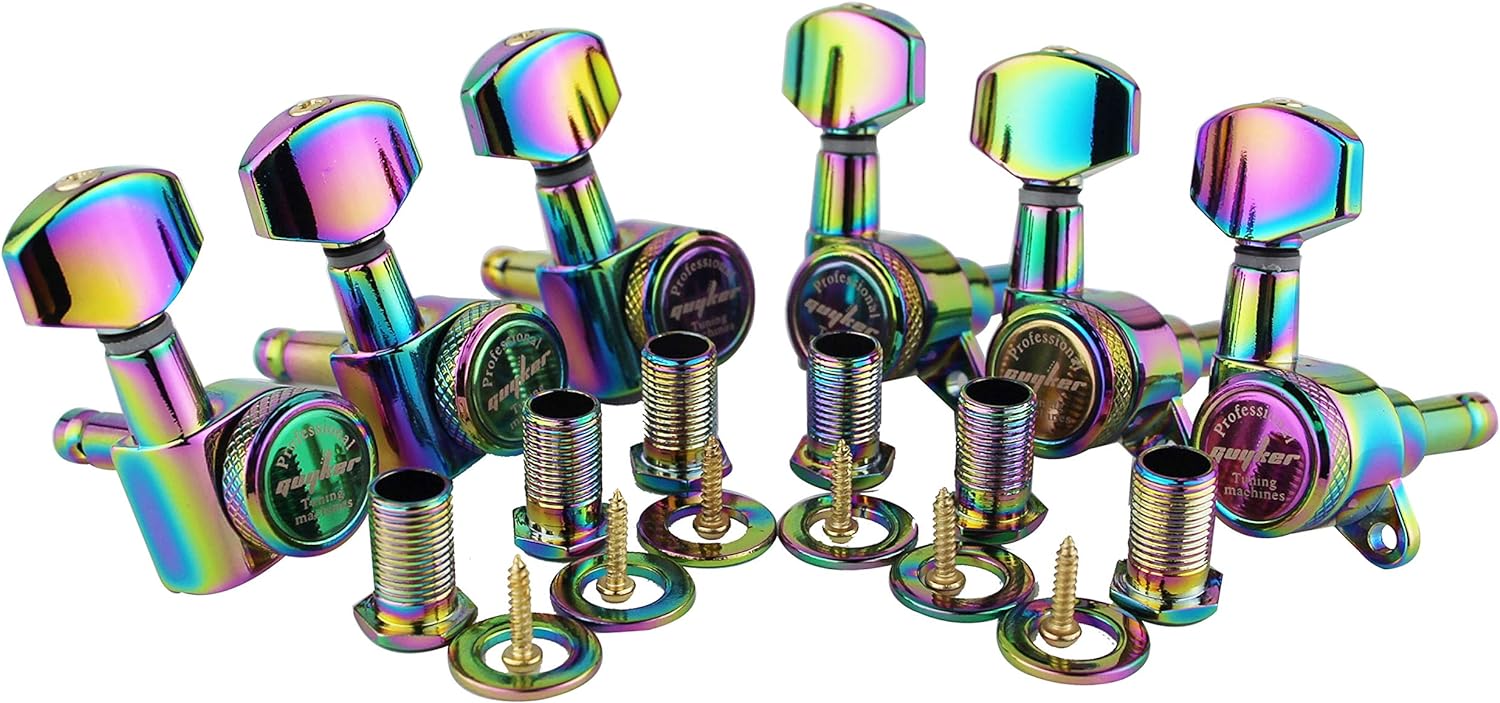 Guyker Guitar Locking Tuners (6 for Right) - 1:18 Lock String Tuning Key Pegs Machine Head with Hexagonal Handle Replacement for ST TL SG LP Style