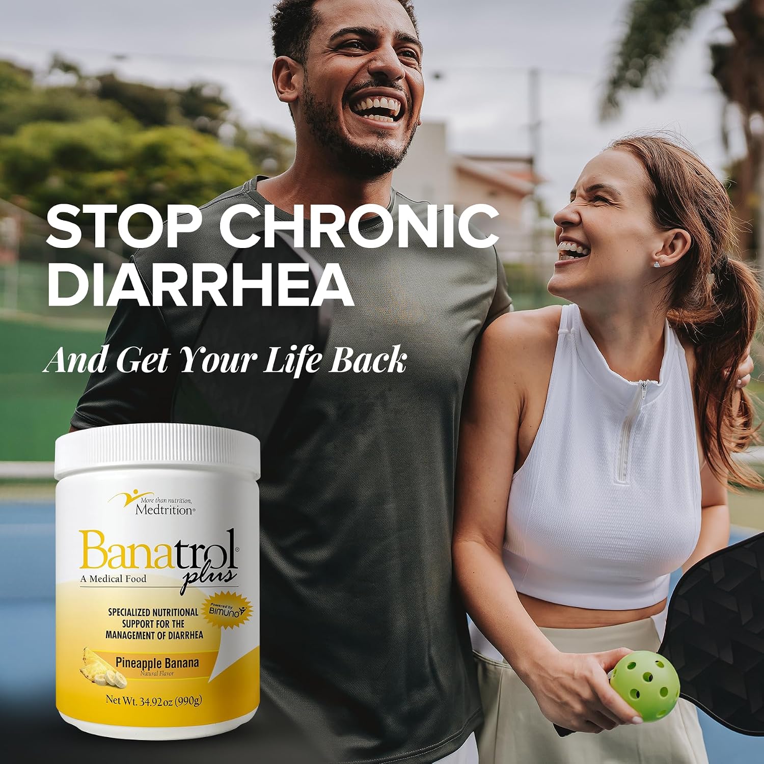Medtrition Banatrol® Natural Anti-Diarrheal with Prebiotics, Relief from Chronic Diarrhea, IBS, Recurring Diarrhea, Clinically Supported Medical Food, Non-Constipating, 75 Servings (Pineapple)