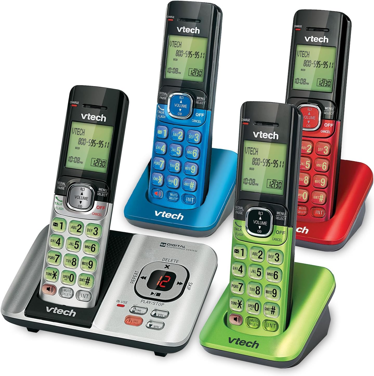 VTech CS6919-16 DECT 6.0 Cordless Phone, Red - Caller ID/Call Waiting (Stores 30 Calls), Backlit Keypad & Display, Full Duplex Handset Speakerphone, Wall Mountable