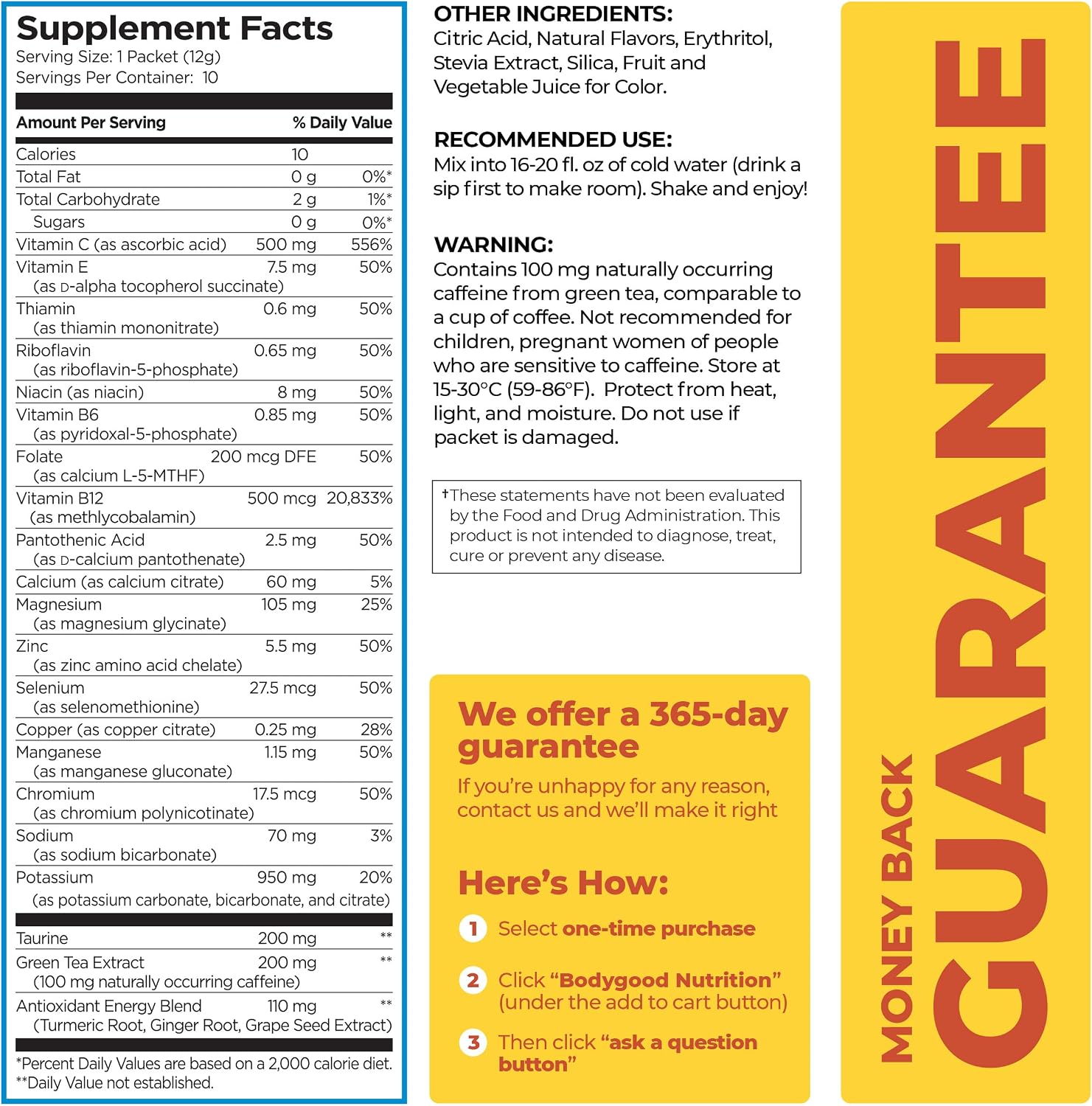 Pureboost Sugar-Free Clean Energy Booster Drink Mix, Citrus Sunrise 30ct | B12 vitamins, low sodium electrolytes & antioxidants. 25 vitamins and minerals. No sucralose.