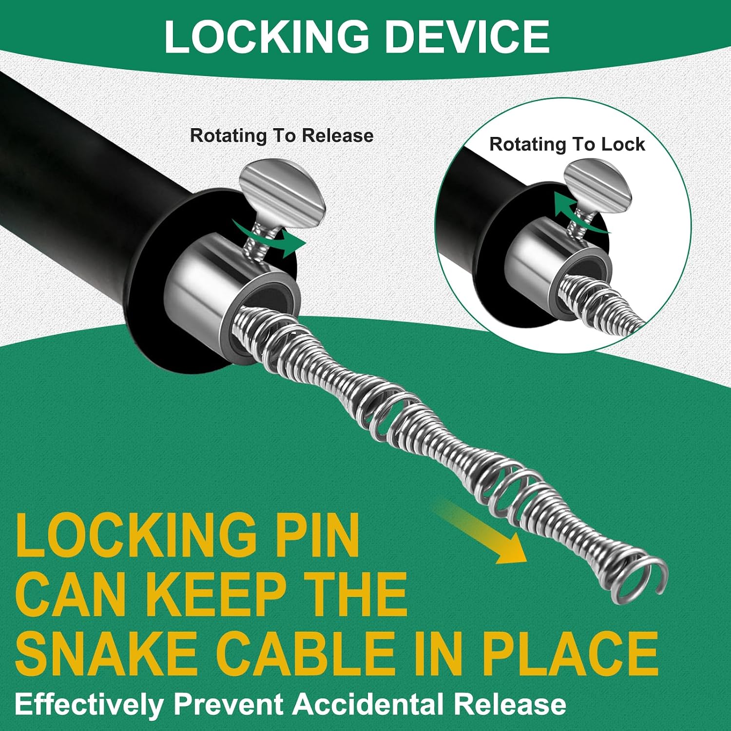 Wayona Drain Snake 50 FT, Plumbing Snake for Sink Snake Drain Clog Remover, Drain Snake with Drill Attachment with Bag Gloves Cleaning Brush
