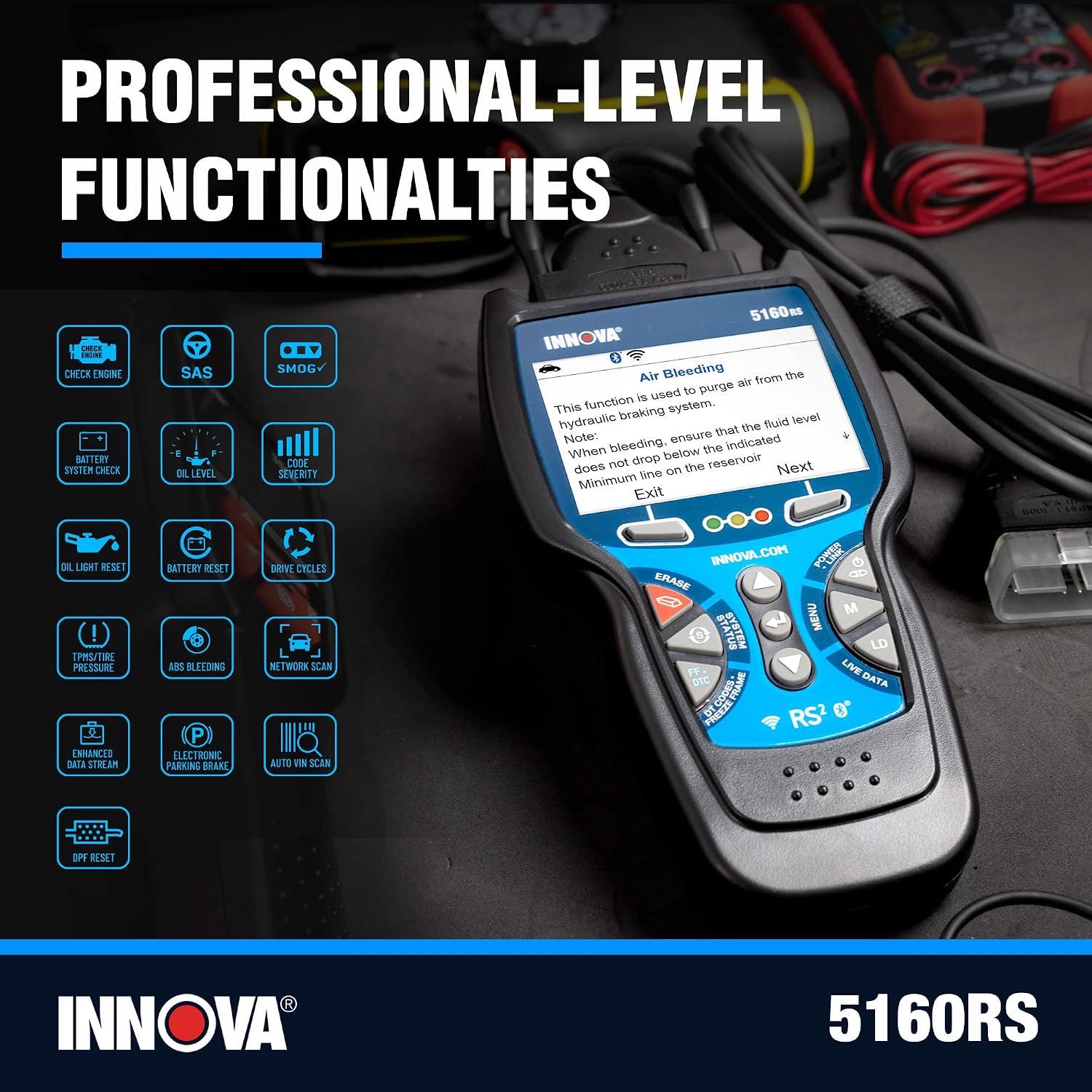 INNOVA 5160RS, OBD2 Bidirectional Scan Tool, OE-Level All System Diagnostics, Reset Oil Light/Battery/EPB/SAS/DPF, Mechanic Recommended Fixes & Parts
