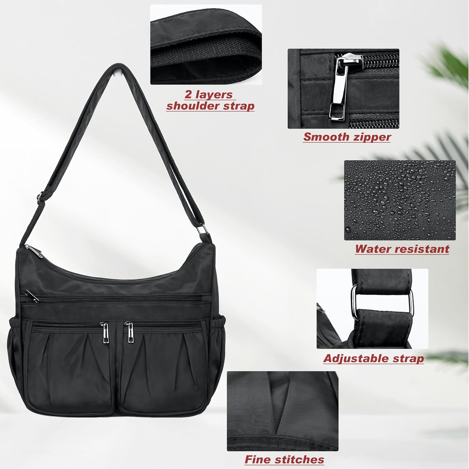 VOLGANIK ROCK Crossbody Purses for Women Shoulder Handbags Lightweight Waterproof Nylon Travel Bag Ladies Pocketbooks
