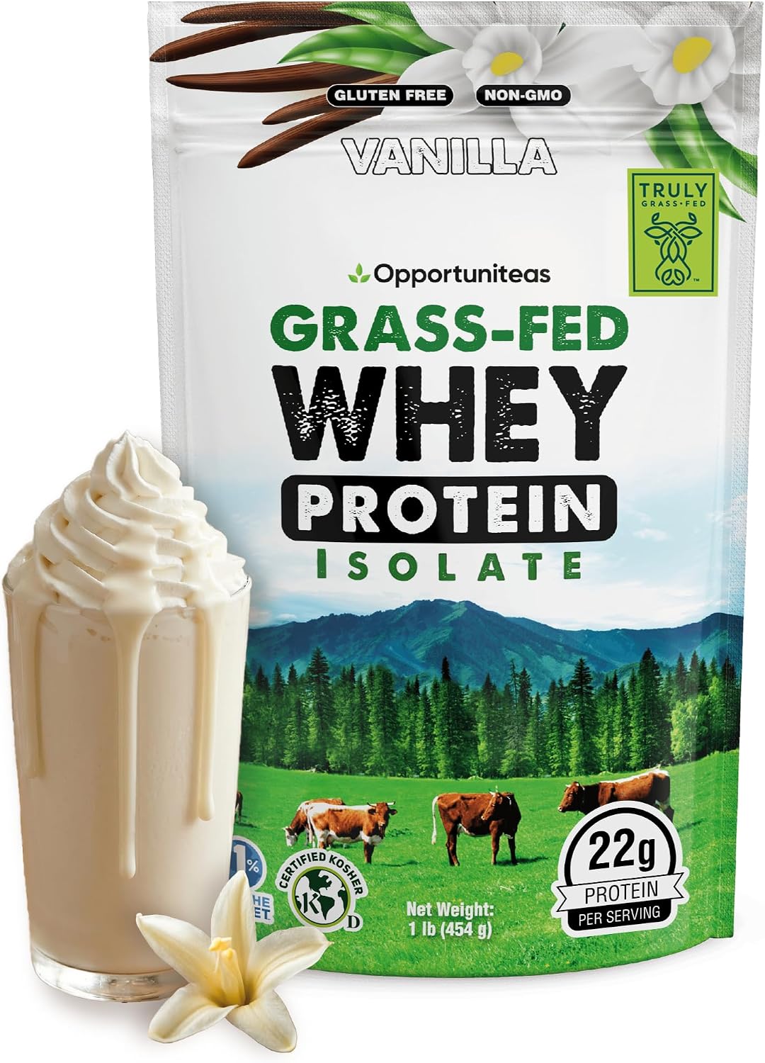 Unflavored Grass Fed Whey Isolate Protein Powder, 1 lb | Isolated, Flavorless Whey made with 100% GrassFed Hormone-Free Milk, It's Unsweetened, Cold-Pressed and Heavy-Metal Tested