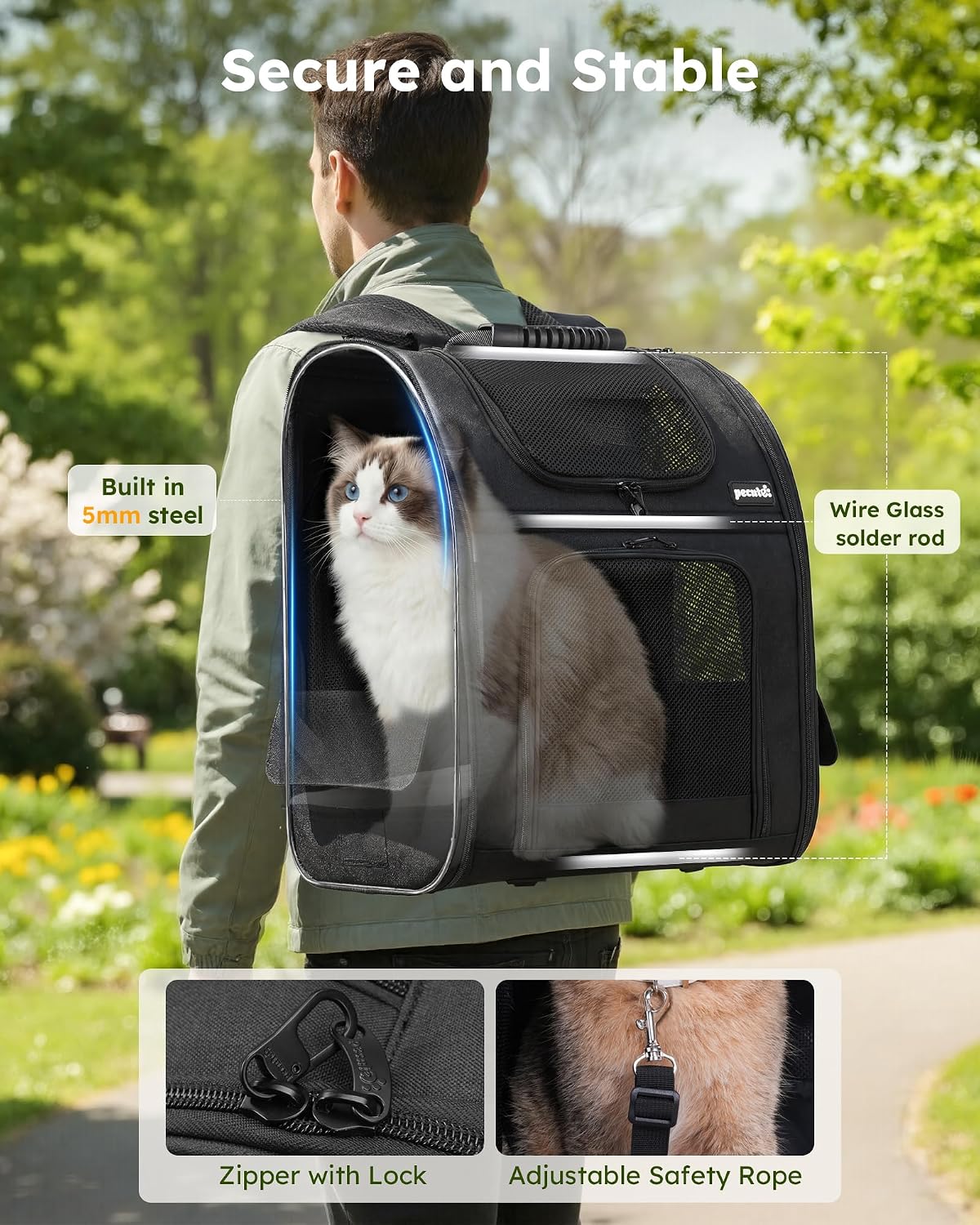 pecute Cat Backpack Expandable, Cat Carrier Backpack with Breathable Window