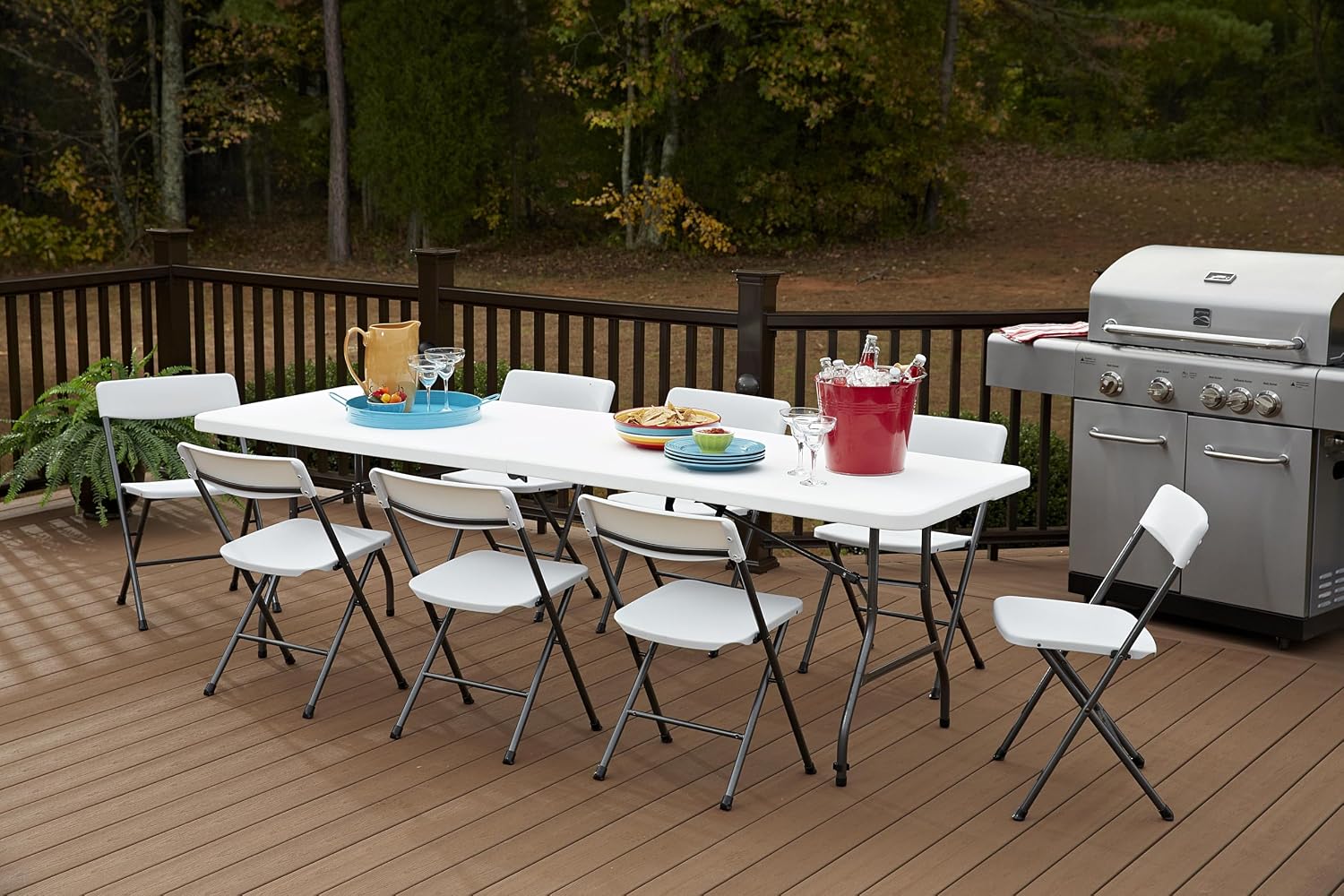 Cosco 6ft Fold-in-Half Blow Molded Folding Table, Indoor/Outdoor, Comfort Handle, Lightweight Plastic Construction - White