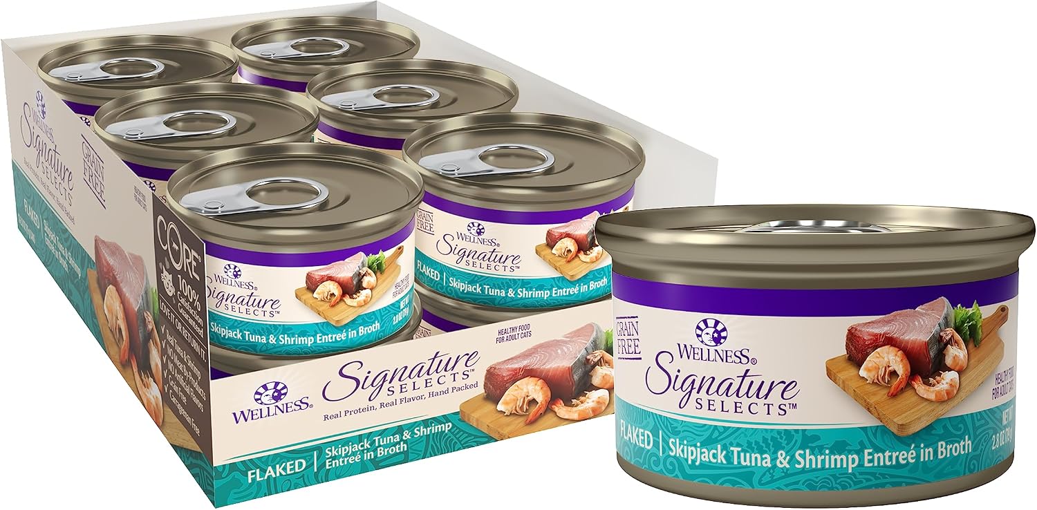 Wellness CORE Signature Selects Shredded Adult Canned Wet Cat Food, Natural, Protein Rich, Grain Free, Chicken Entrée Recipe, 2.8 oz, Pack of 12 Cans