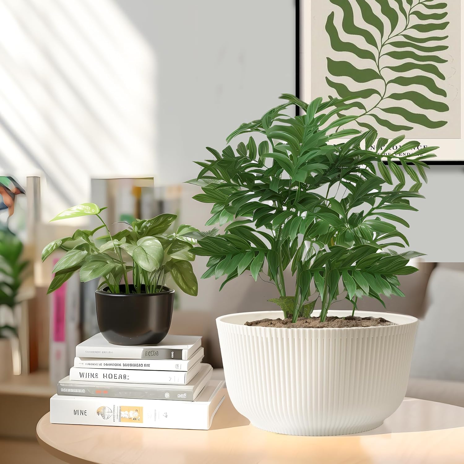 T4U Self Watering Pots for Indoor Plants, 4 Inch 6 Pack Planter White