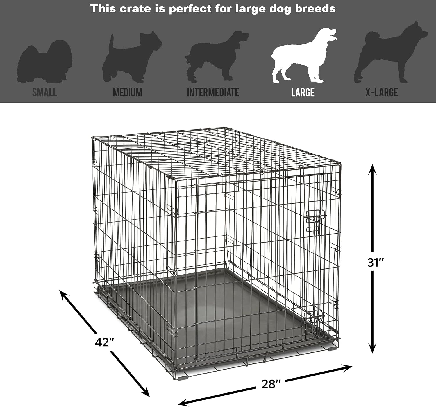 Midwest Homes for Pets 24-Inch New World Crate for Small Breeds, 12-20 lbs, Double Door Folding Dog Crate, Leak-Proof Tray & Secure Latches, Portable, Durable & Easy to Assemble