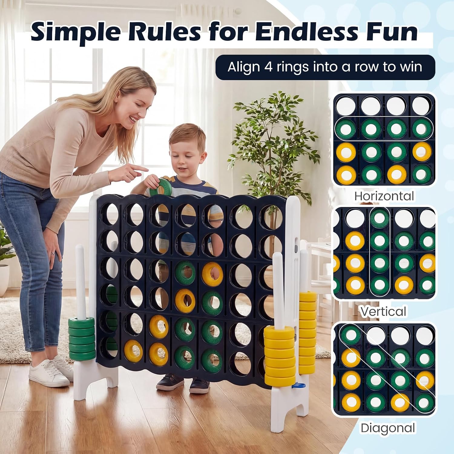 Costzon Giant 4-in-A-Row, Jumbo 4-to-Score Giant Game Set for Kids & Adults, Indoor Outdoor Yard Connect Game