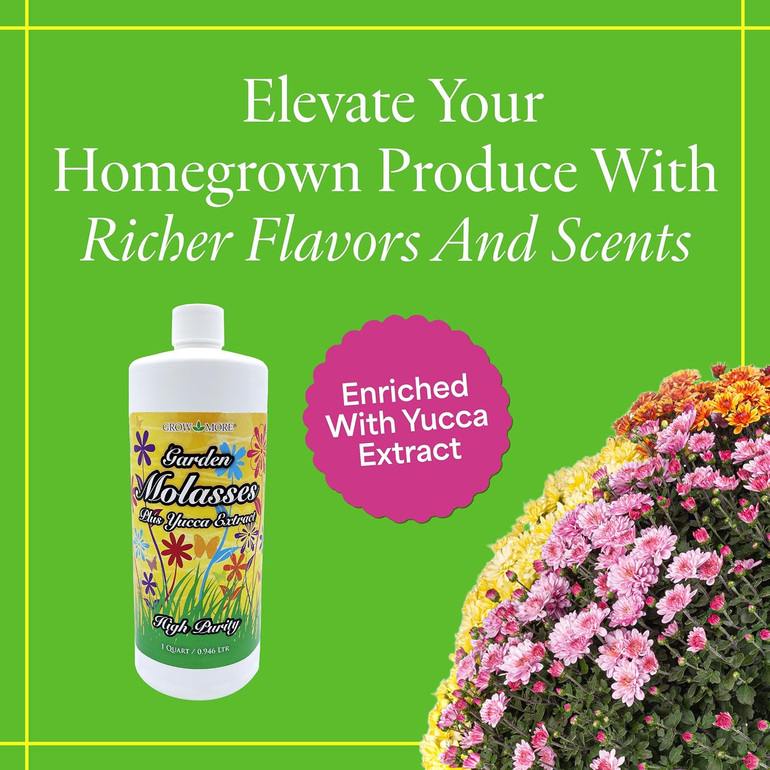 Grow More Garden Molasses for Plants with Yucca Extract - 1 Quart of USA-Made Horticultural Molasses to Boost Growth - Acts as a Soil Conditioner &