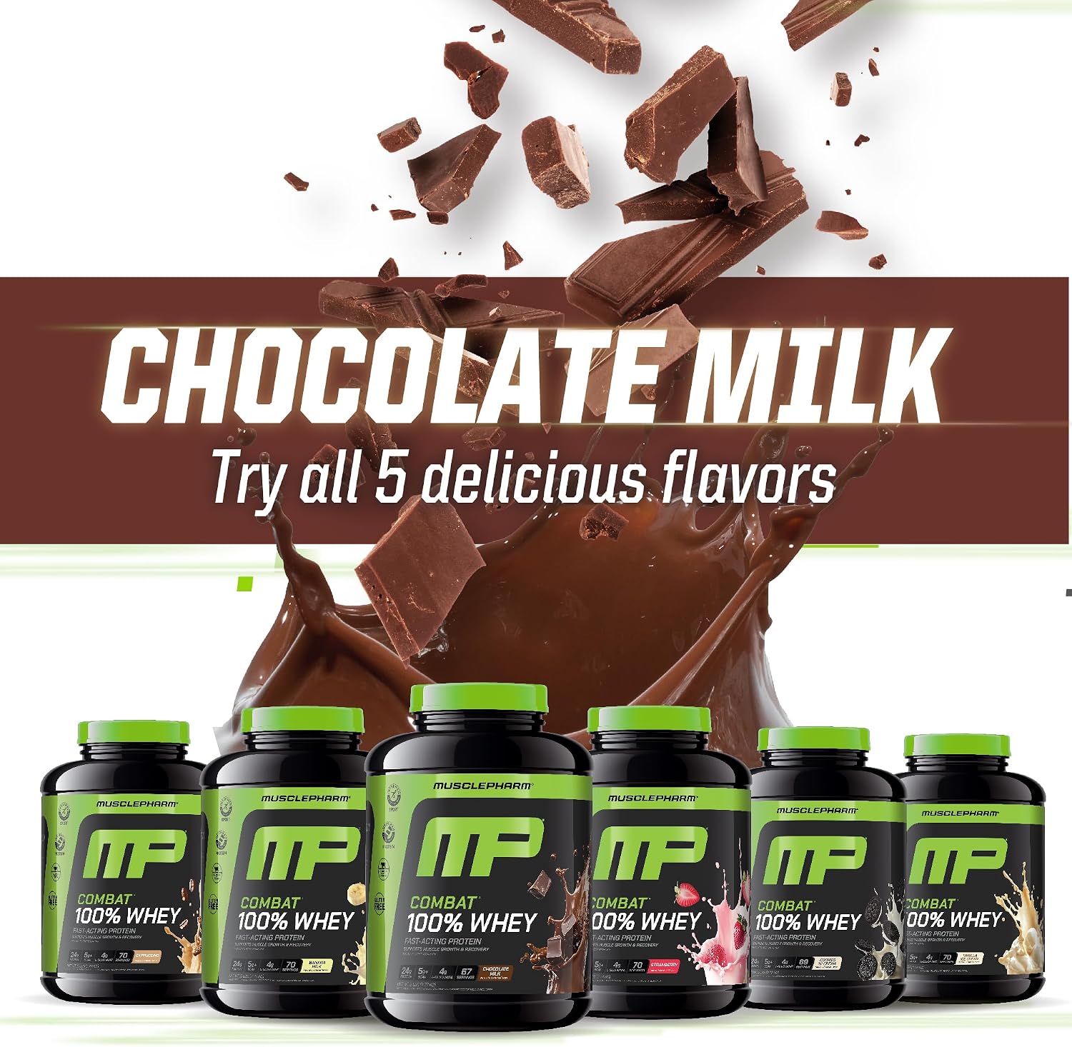 MusclePharm Combat 100% Whey Protein Powder, Vanilla Flavor, Fast Recovery & Muscle Gain with Whey Protein Isolate, High Protein Powder for Women & Men, Gluten Free, 5 lb, 70 Servings | Whey Protein Isolate, Fast Recovery Support, Muscle Gain Support, Hi…