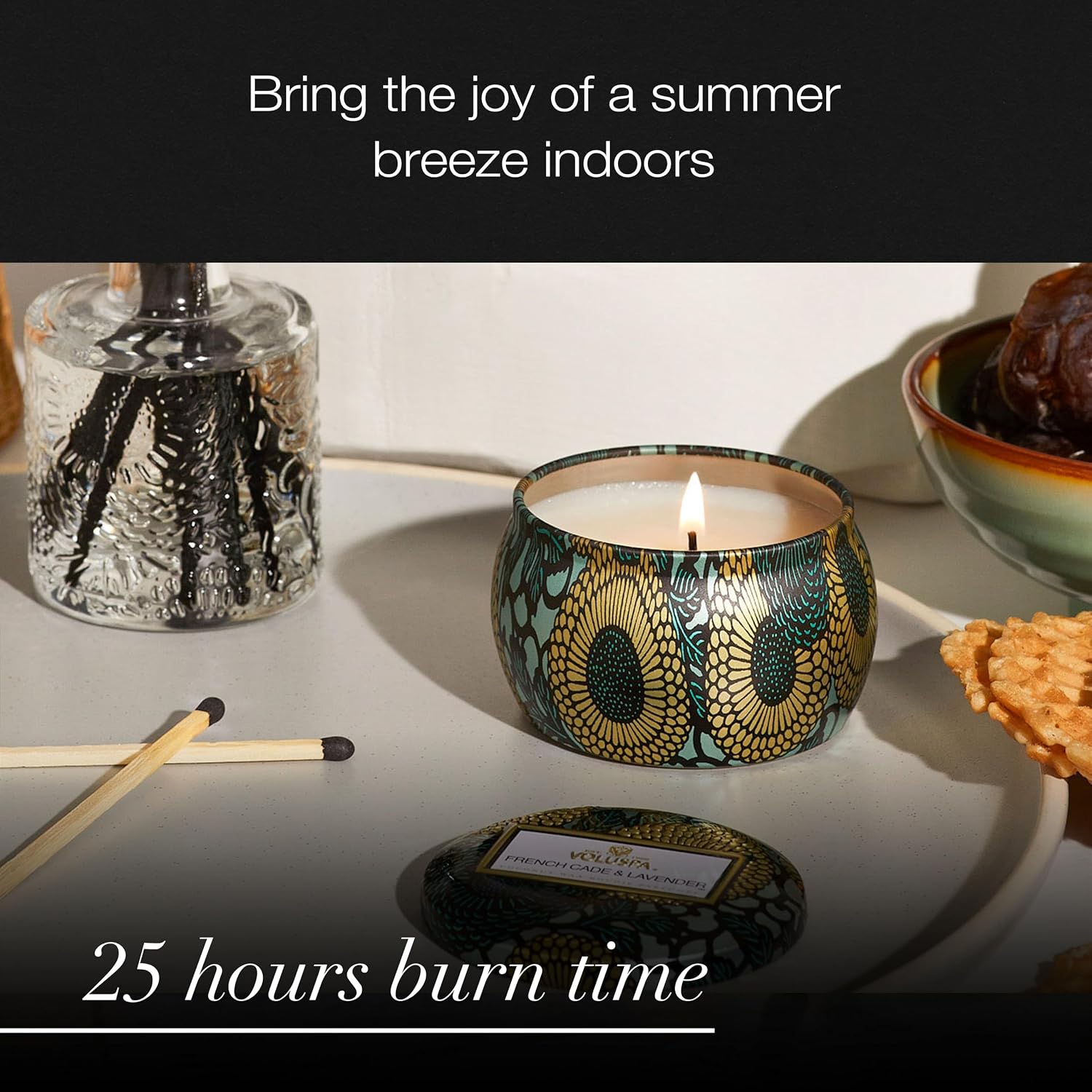 Voluspa Baltic Amber Candle | Mini Tin | 4 Oz. | 25 Hour Burn Time | Coconut Wax for a Cleaner Burn