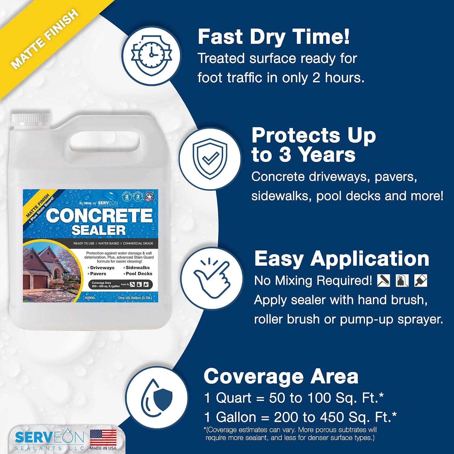 Concrete Driveway Sealer Plus Stain Guard (Matte Finish) 1 Gal