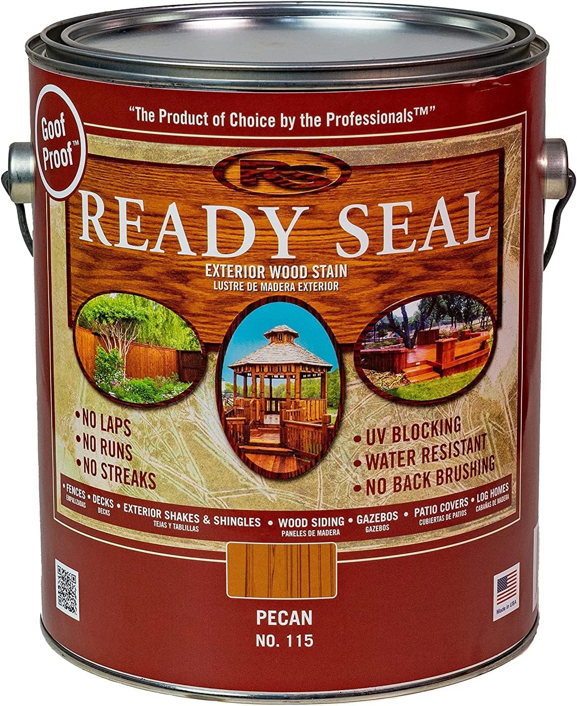 Ready Seal Stain & Sealer for Wood, Outdoor Deck and Fence - All-in-One Exterior Wood Stain and Waterproofing Sealant – Easy to Apply, No Back Brushing Needed, with UV Protection - 1 Gallon, Pecan