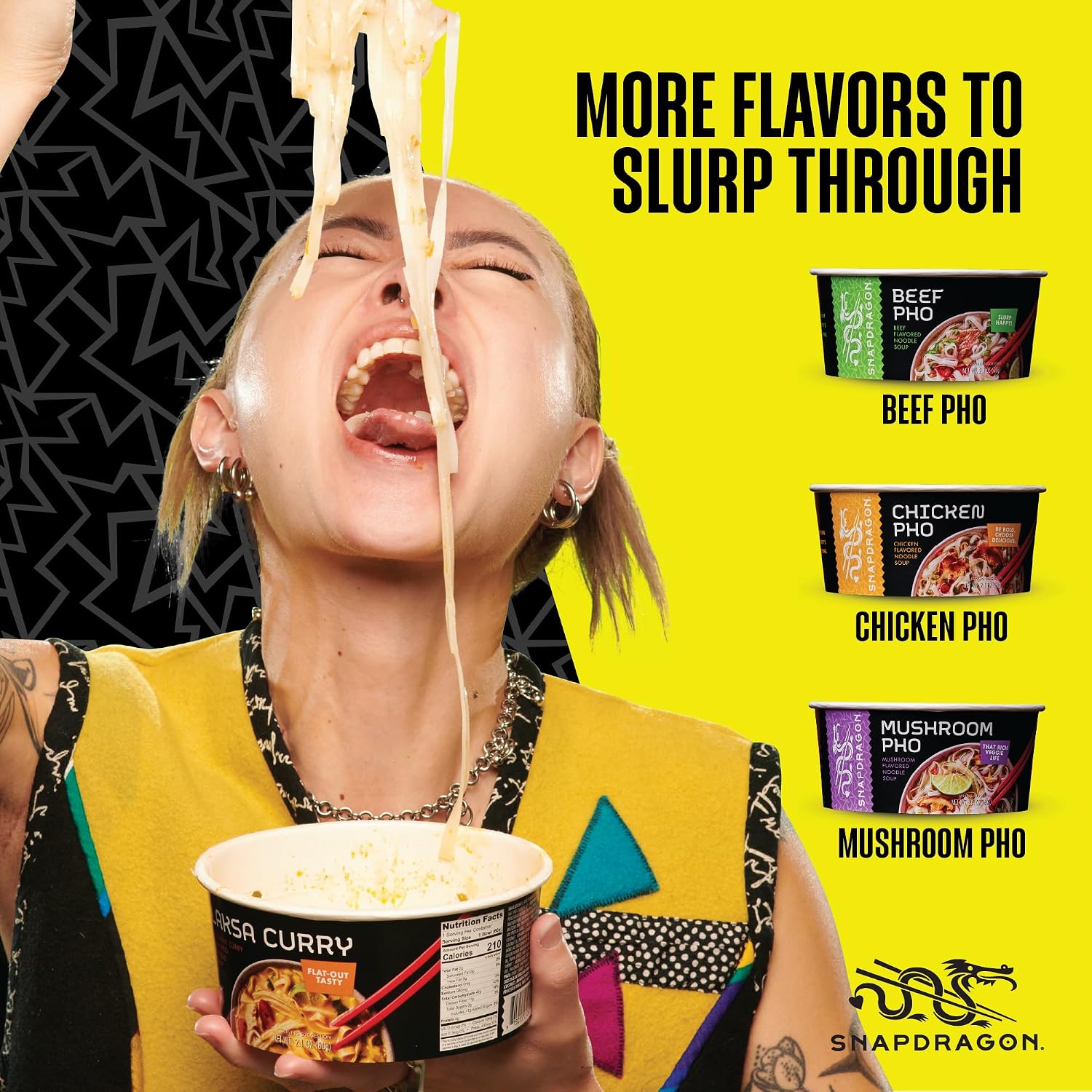 Snapdragon Laksa Curry Instant Noodle Bowls | Coconut Curry Flavor with Rice Noodles | Gluten-Free | No MSG Added | 2.1 oz (6 Pack)