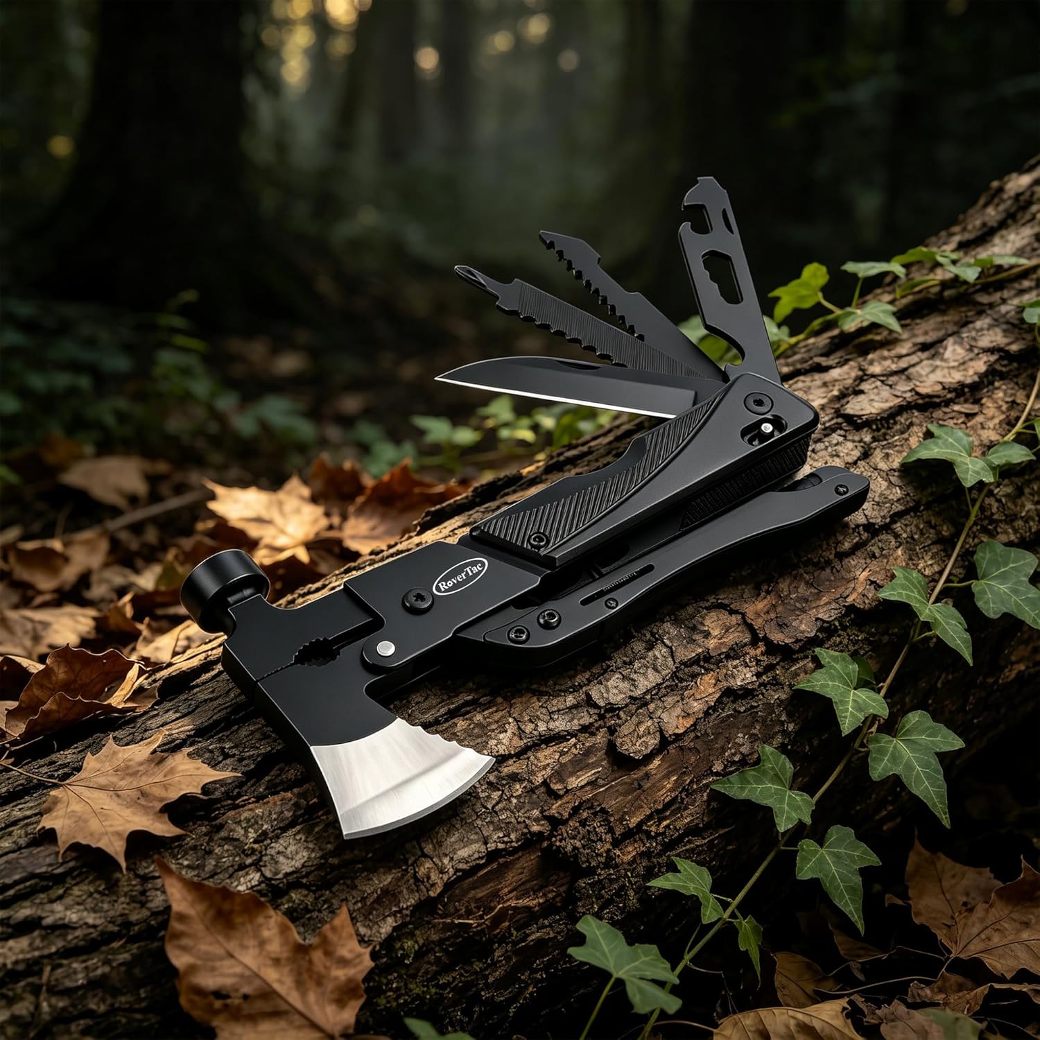 19-in-1 Multi-Tool Axe with Knife, Hammer, Saw, Screwdrivers, Bottle Opener, Nylon Sheath, Camping Tool Survival Gear, Gifts for Men, Dad Gifts