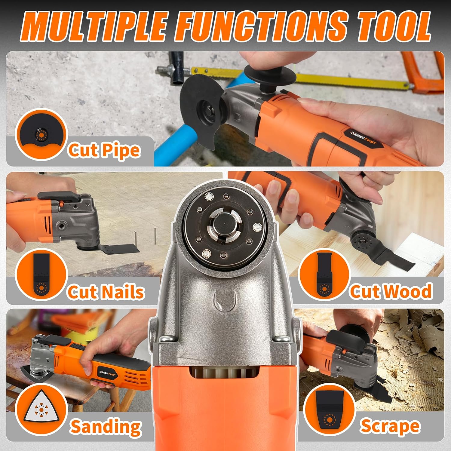 ENERTWIST 4.2 Amp Oscillating Multitool Kit with 31pcs Saw Accessories