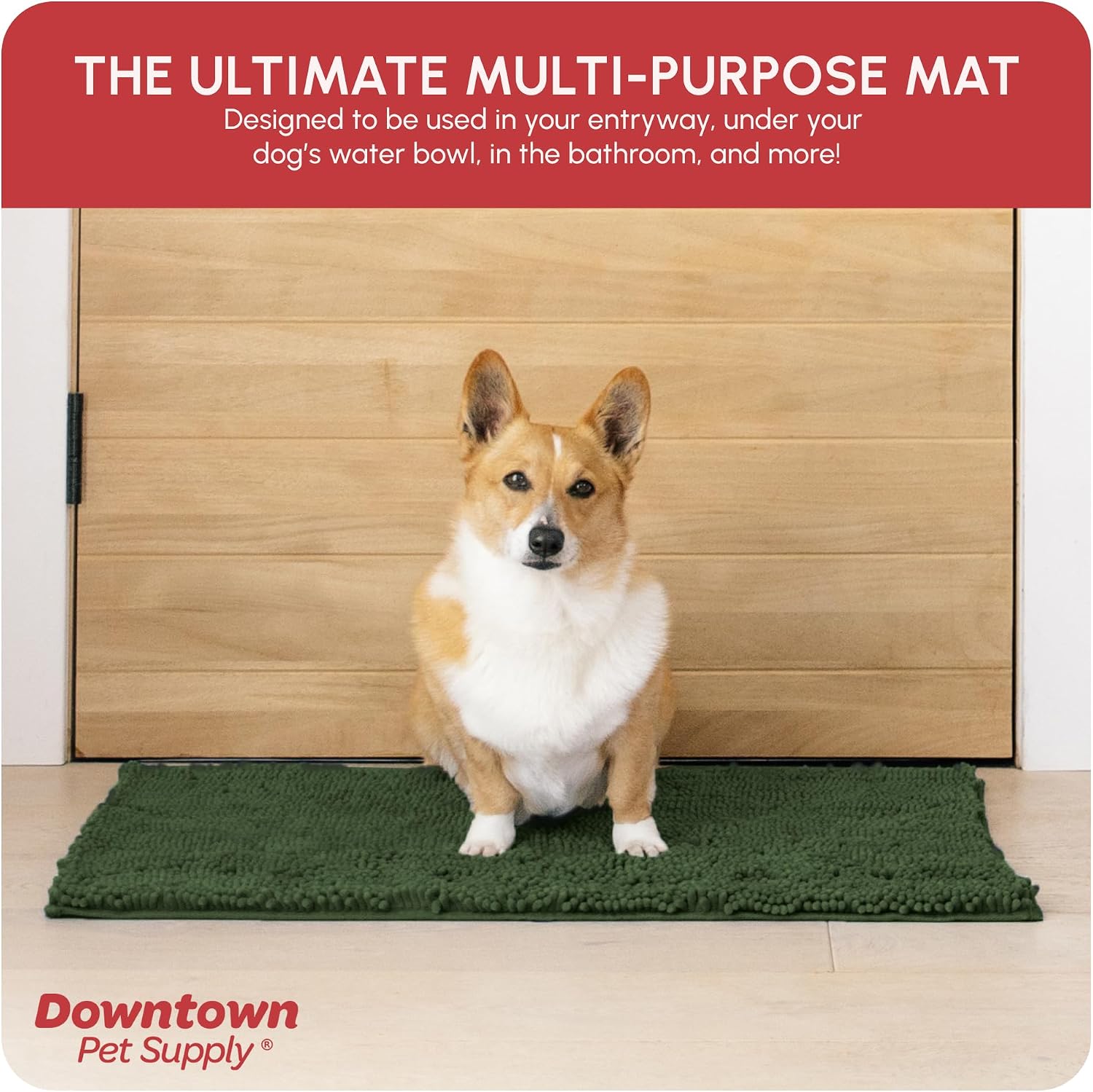 Dog Mud Mat, 31" x 20" Sage – Thick Microfiber Entry Rug for Snow, Mud & Salt – Absorbent, Quick-Dry, Washer-Safe & Non-Slip, Medium