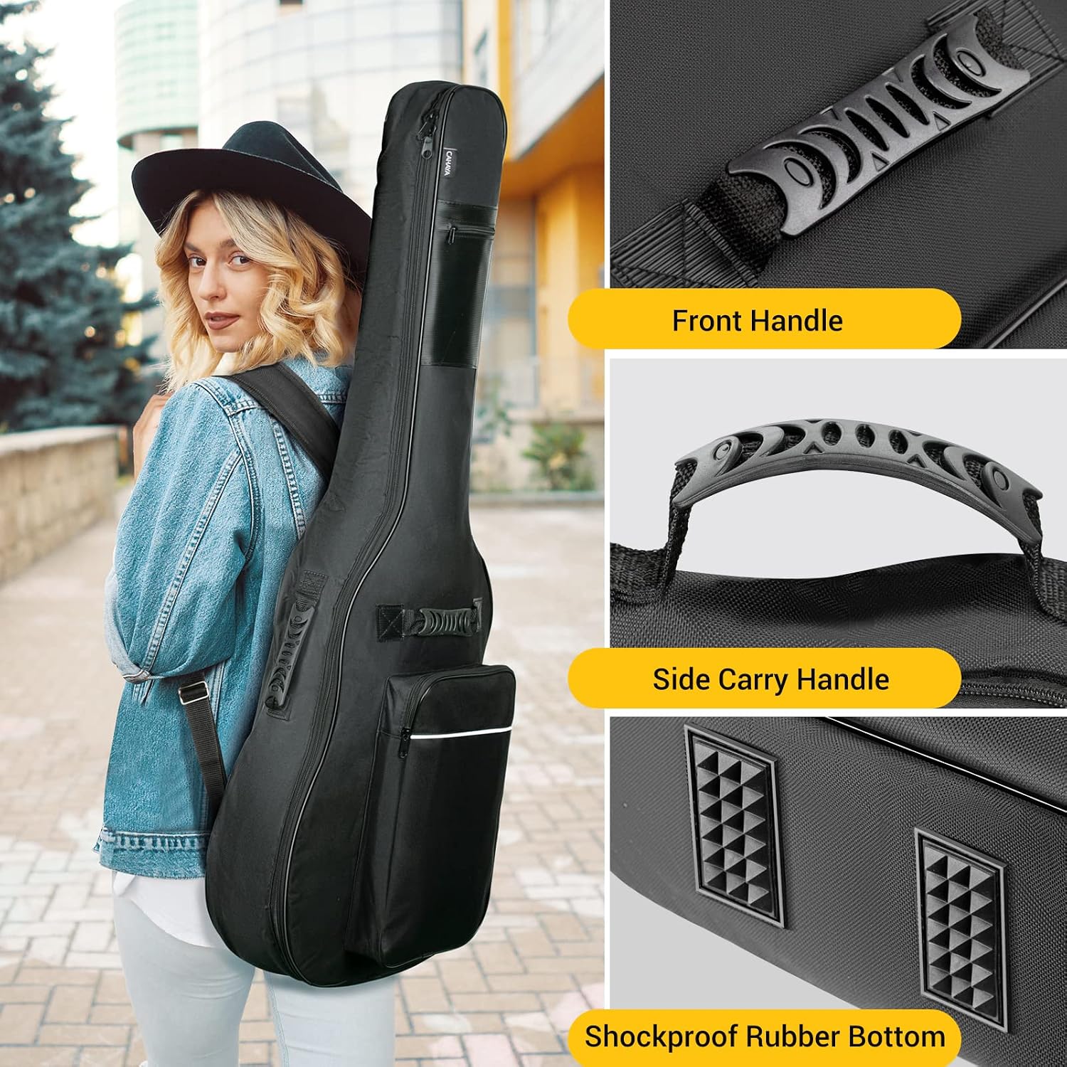 CAHAYA Guitar Bag Upgraded Premium Version for 40 41 42 Inch Acoustic Guitar Gig Bag 0.5in Thick Sponge Overly Padded Water Resistent Guitar Case