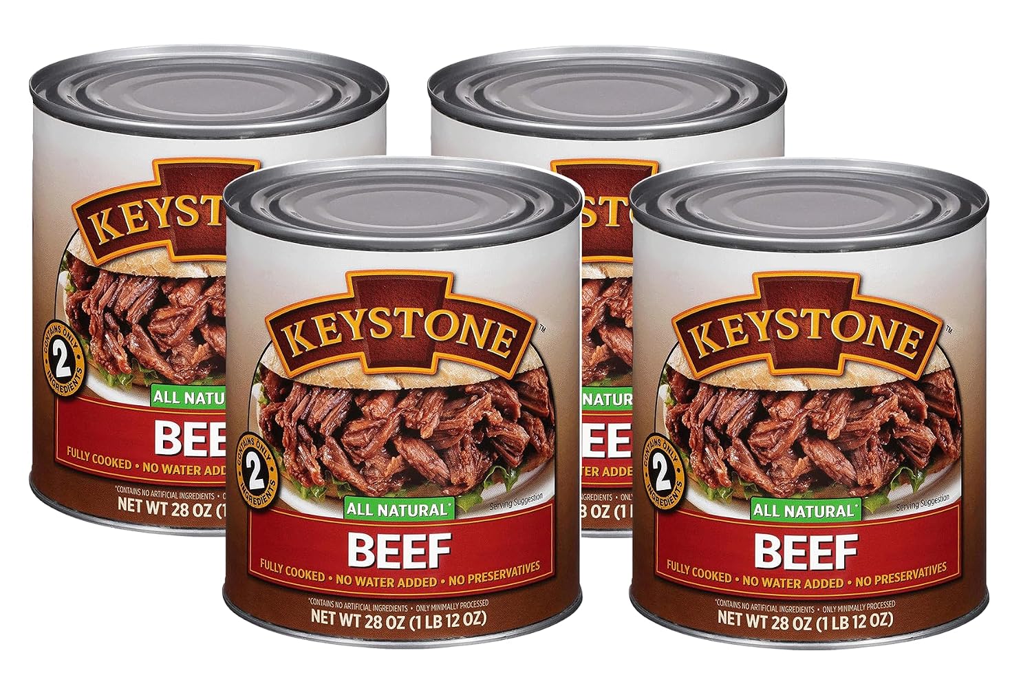 Keystone Meats All Natural Heat and Serve Canned Beef 28 Oz Fully Cooked Canned Meat Long Shelf Life Emergency Survival Canned Food Ready to Eat No