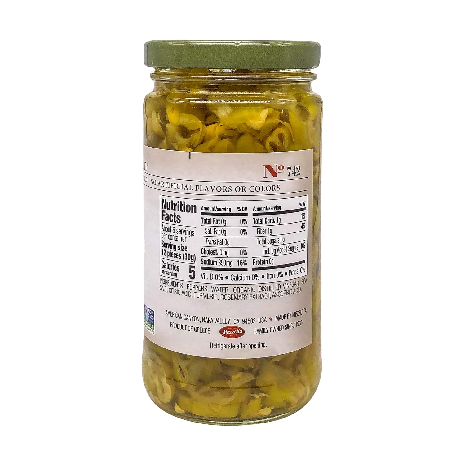 Jeff's Naturals Sliced Golden Greek Peperoncini - 12 oz
