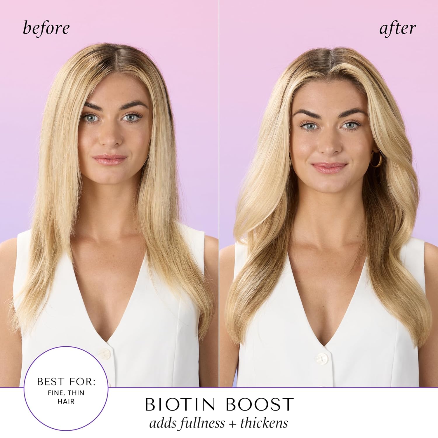 HASK Biotin Boost Thickening Shampoo + Conditioner Set | Adds Fullness, Strengthens, Volumizes, Sulfate-Free, Paraben-Free, Gluten-Free, Color Safe | 12oz each