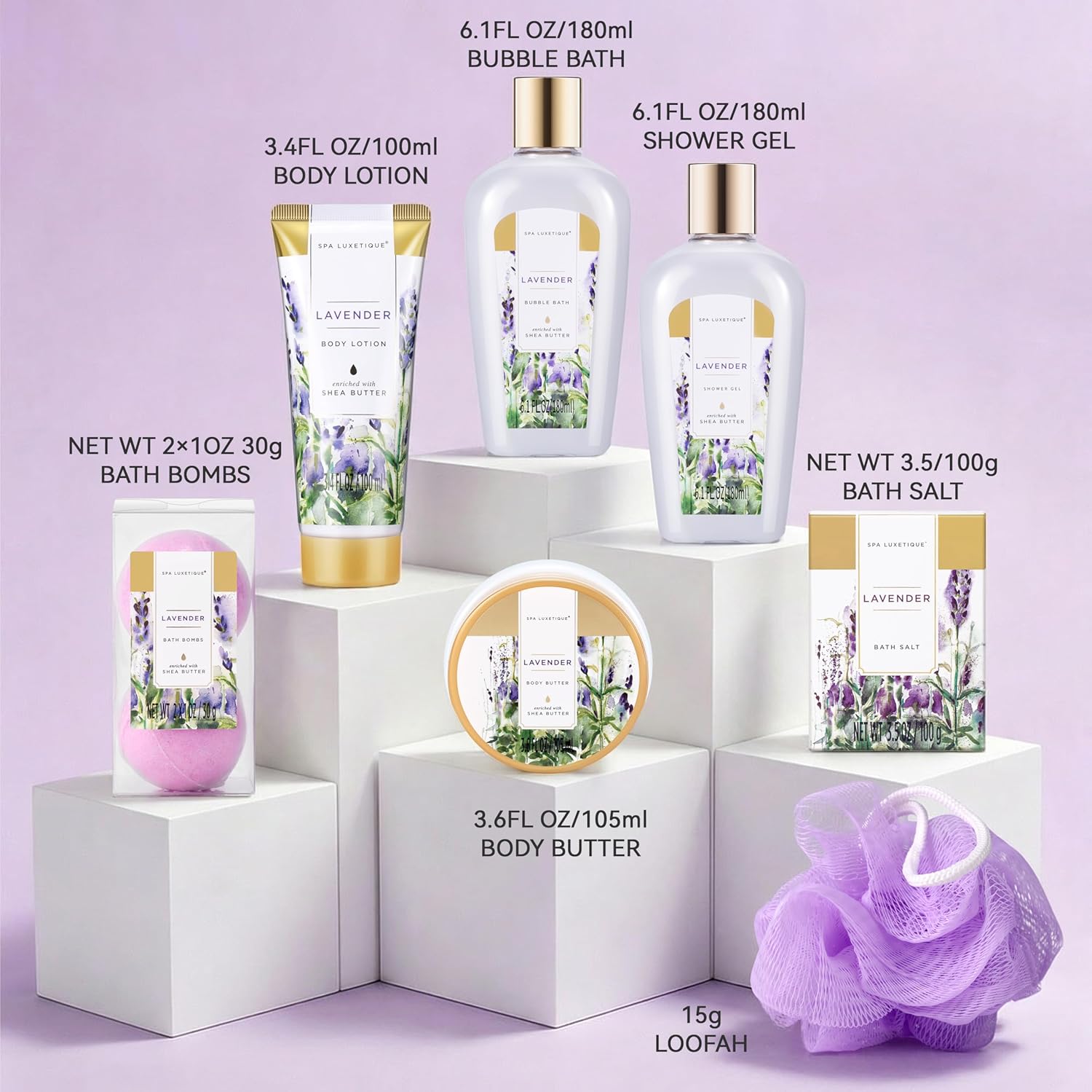 Self Care Gifts for Women, Spa Luxetique 8pcs Daisy Bath and Body Gift Baskets for Her, Bath Set with Bubble Bath, Lotion, Christmas Gifts for Mom